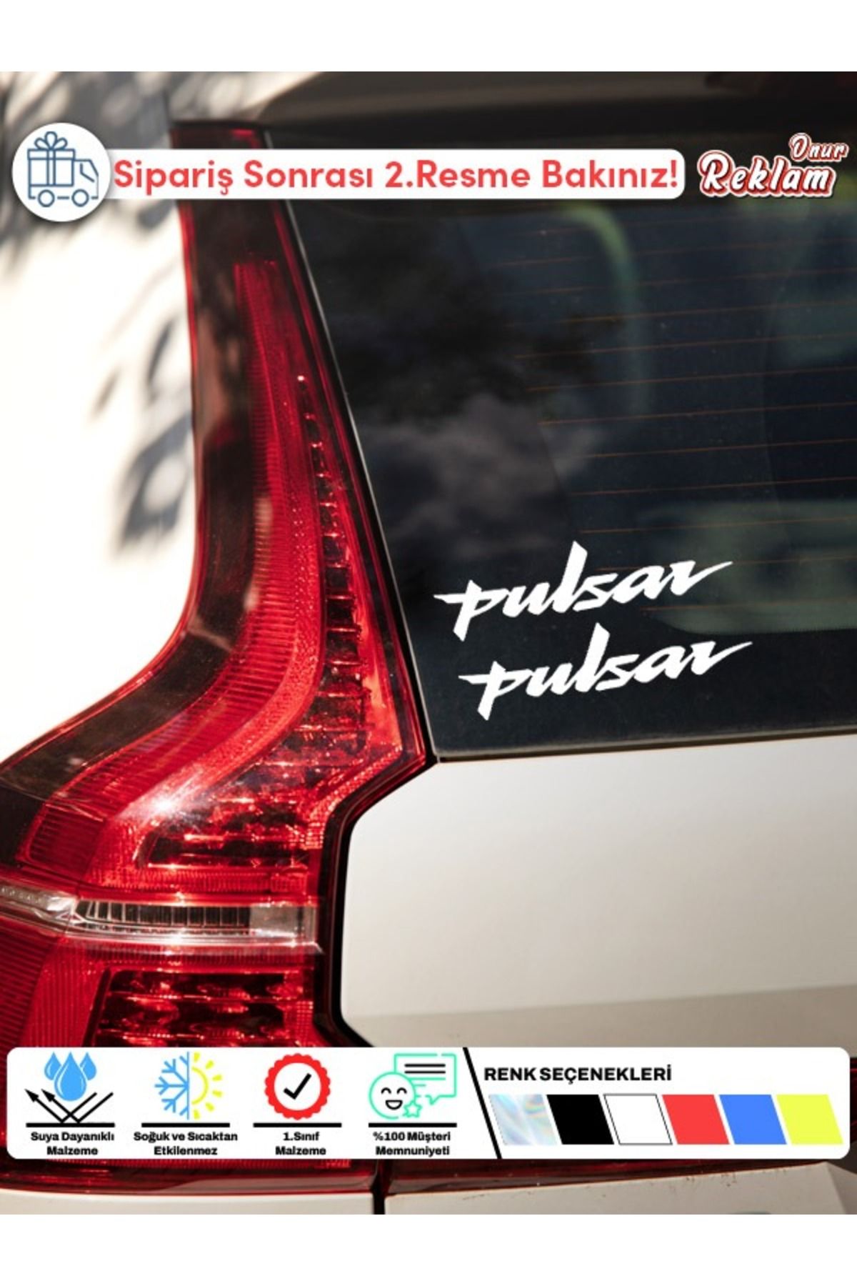 Onur Reklam Pulsar Yazılı Araba Sticker Seti – 2’li Paket – Spor Tasarım – 15x22 cm