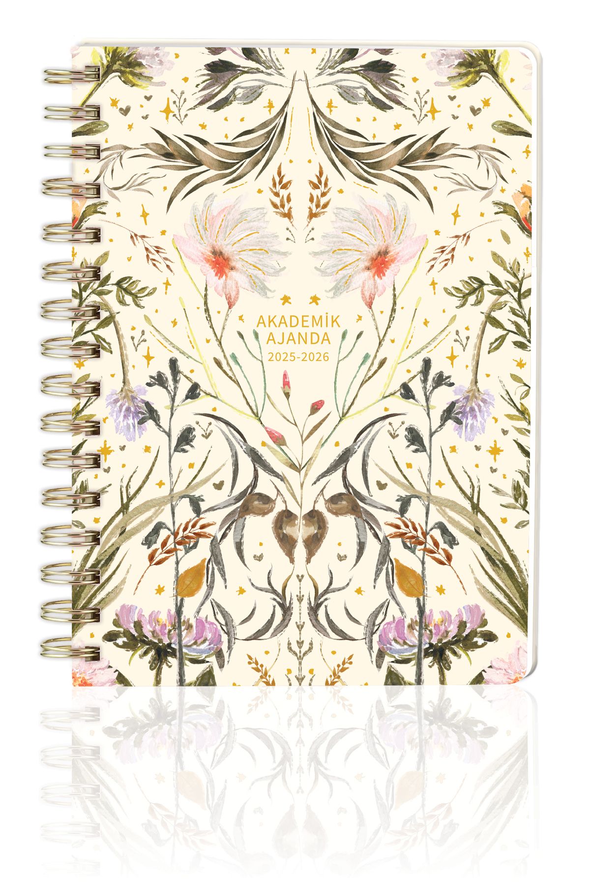 Victoria's Journals Wild Harmony Sulu Boya Çiçekli A5 Spiralli Akademik Ajanda 2025-2026 - Motivasyon Sayfalı