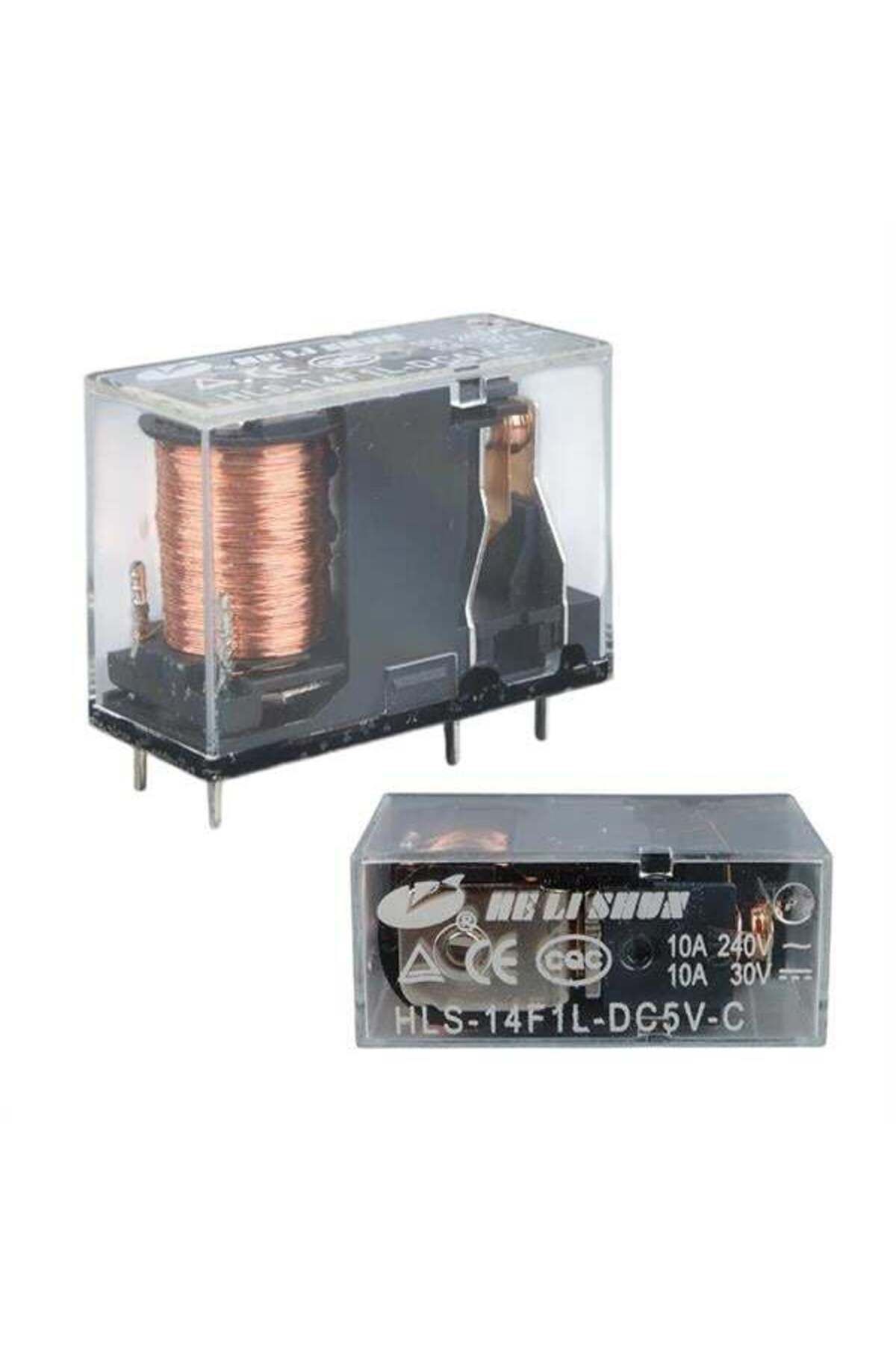 Zayla 5 Volt Şeffaf 5 Bacak 10A Tek Kontak Röle HLS14F1L-DC5V-C