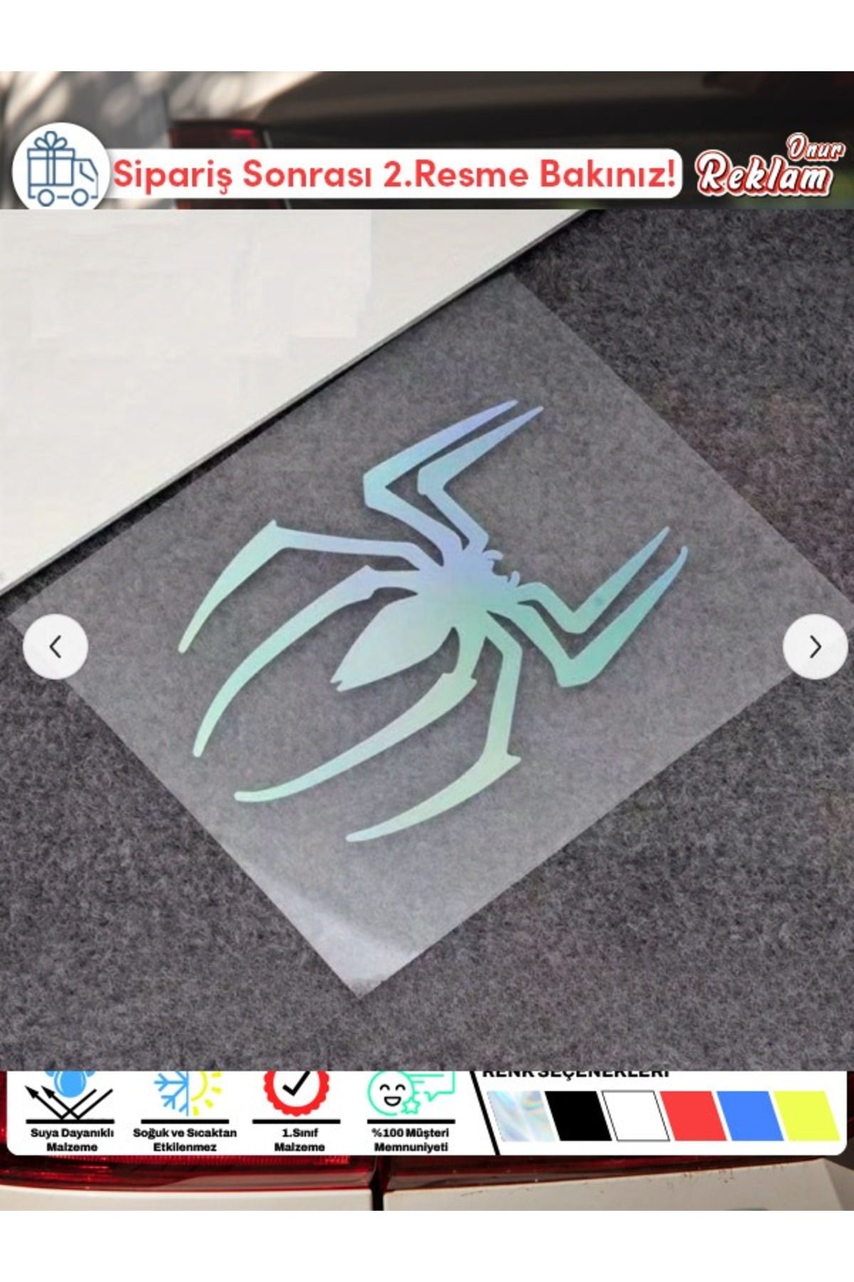 Onur Reklam Mavi Örümcek Logolu Araba Sticker – Spider Style – 15x22 cm