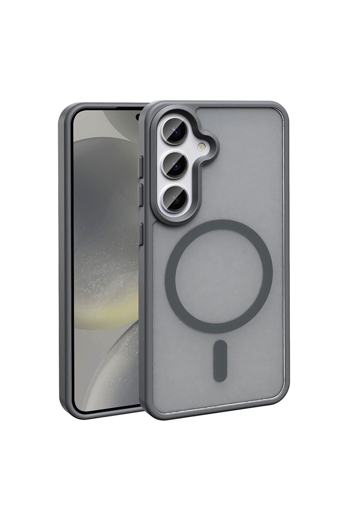 Gpack Samsung Galaxy S25 uyumlu Kılıf Magsafeli Mat Arka Yüzey Sio Kapak Gri