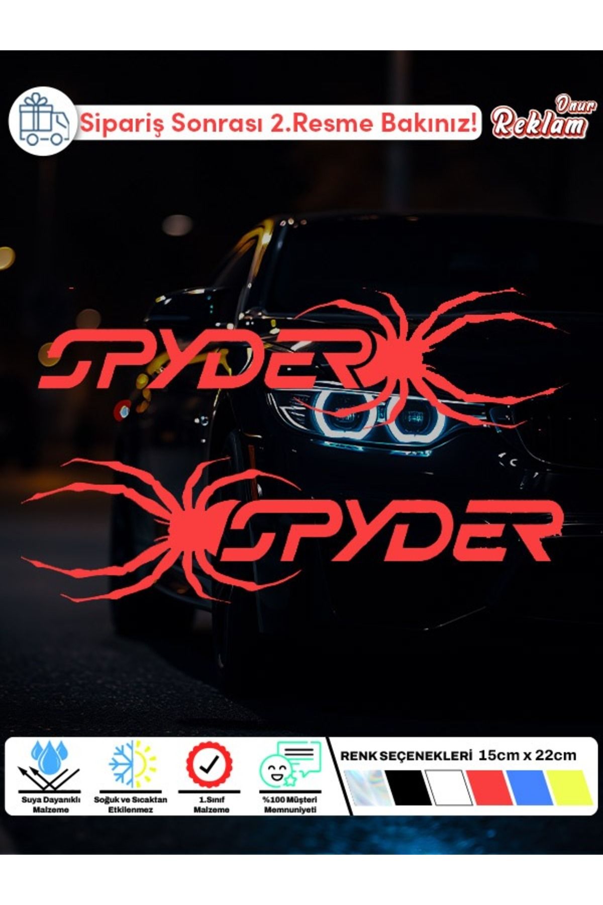 Onur Reklam SPYDER Araba Cam Sticker Seti – Mor Örümcek Temalı 2’li – 15x22 cm