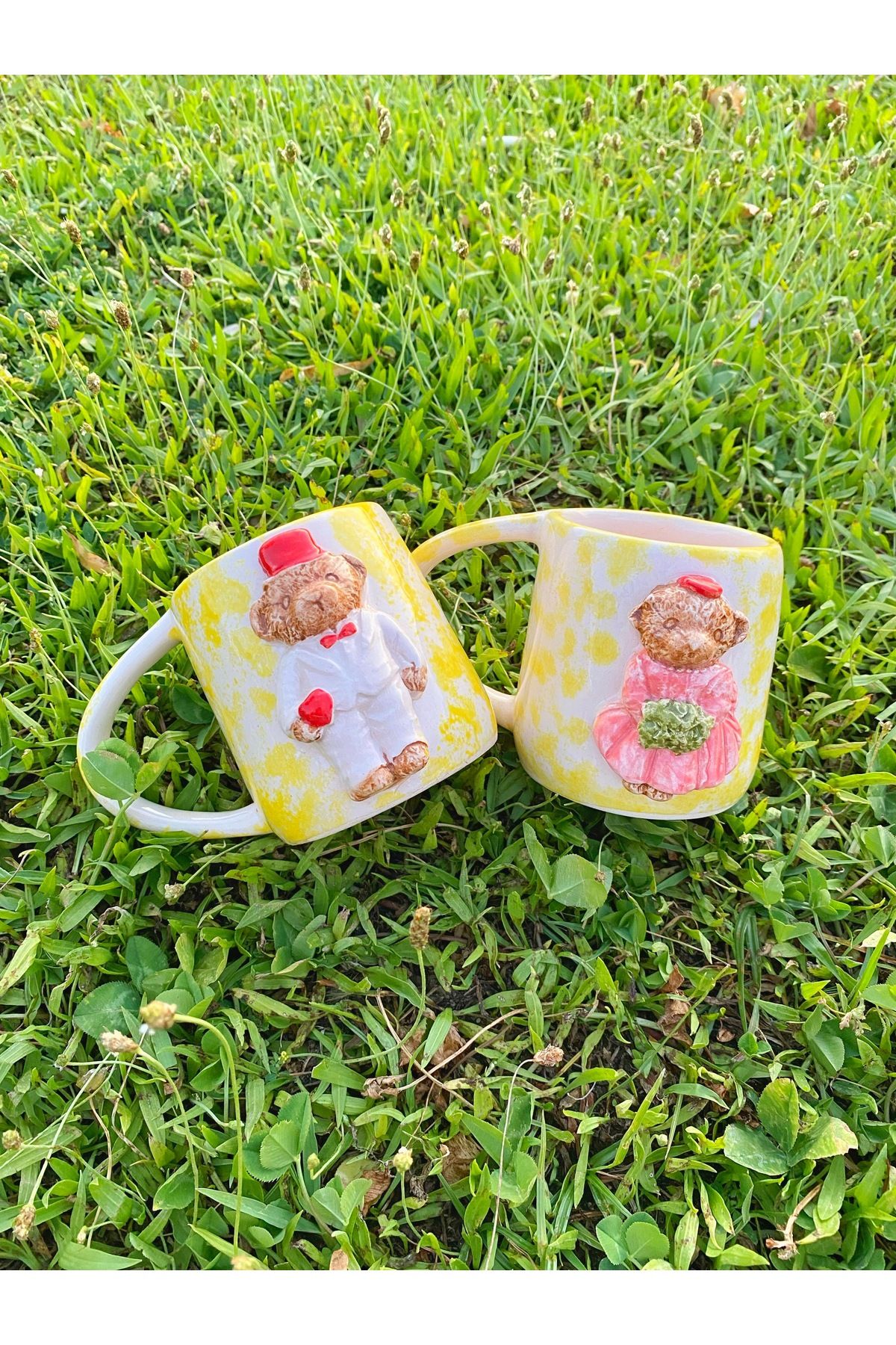 SERAMİK El Yapımı Teddy 2’li Seramik Kahve Kupası