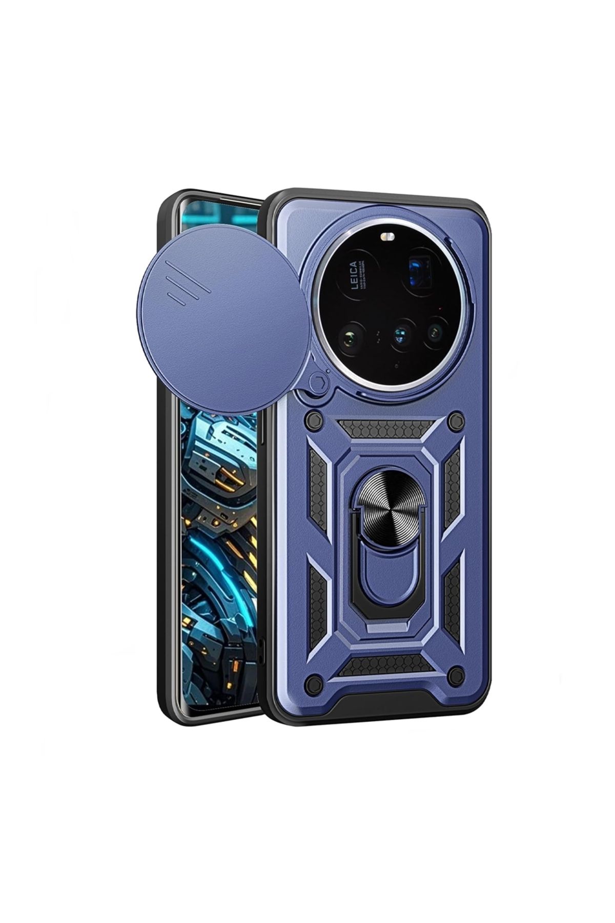 Gpack Xiaomi 15 Ultra uyumlu Kılıf Pars Sürgülü Kamera Korumalı Yüzüklü Sert Silikon Lacivert