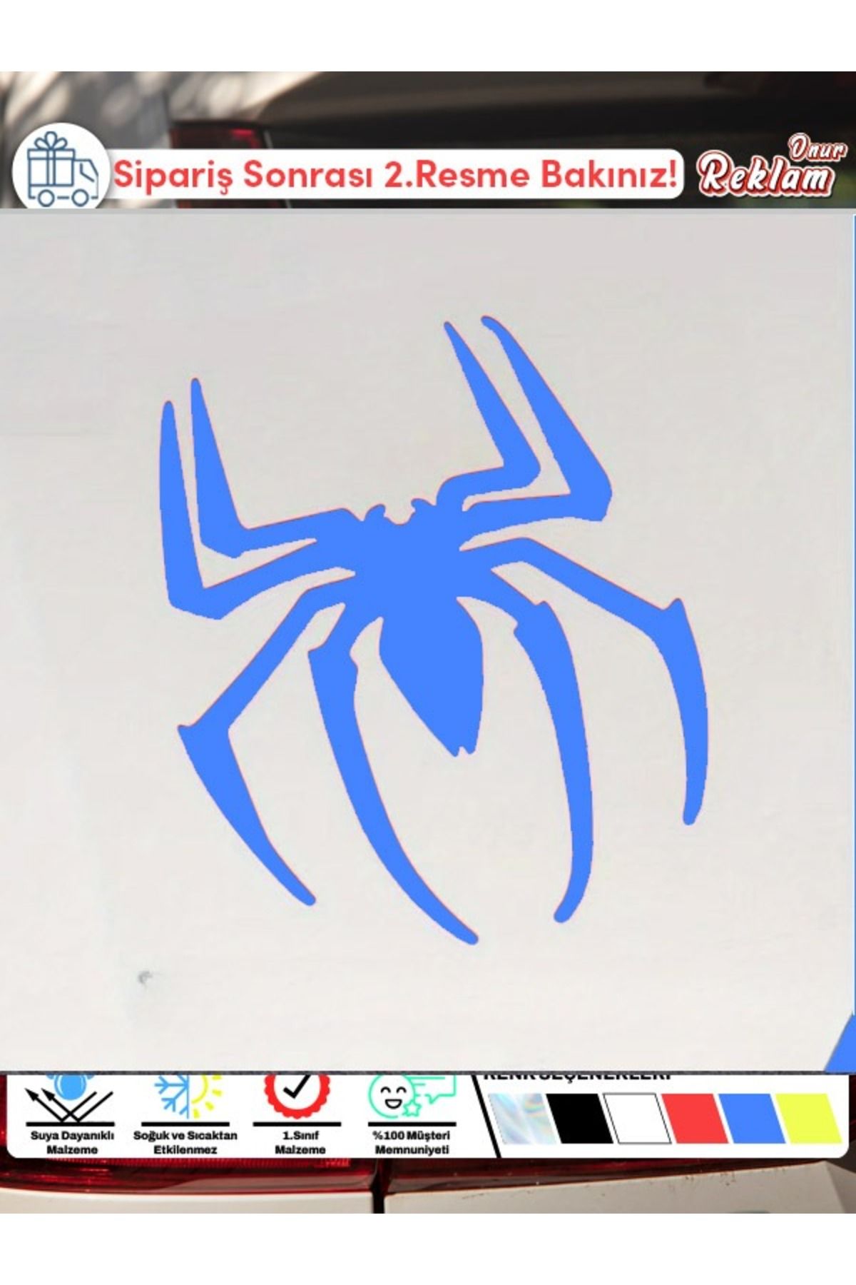 Onur Reklam Mavi Örümcek Logolu Araba Sticker – Spider Style – 15x22 cm