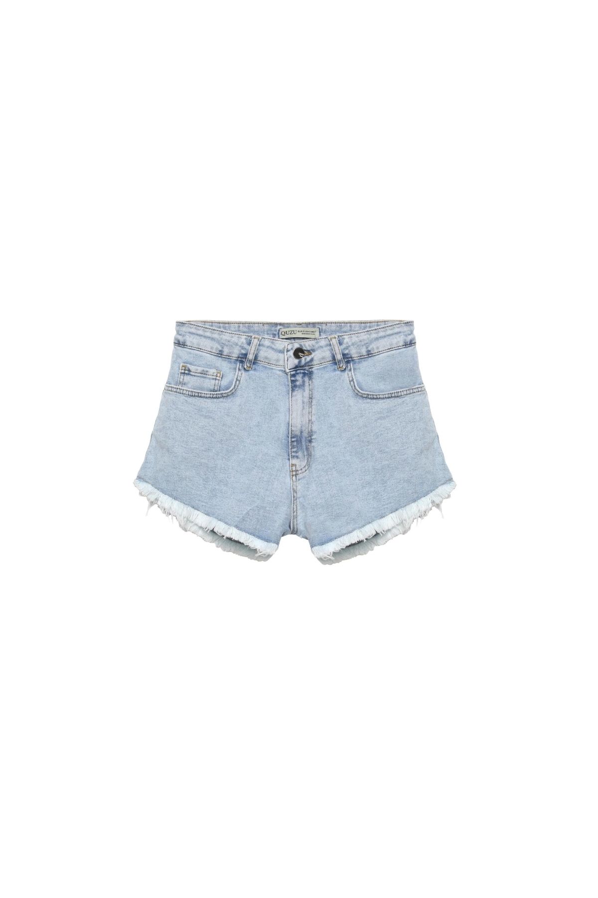 OllaCollection Paçaları Püsküllü Denım Short Buz Mavi