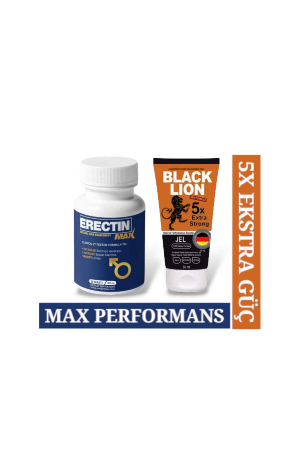 Strong Bull Store Erectin Max 30'lu + Ginsengli Black Lion Krem 50 ml – Sertleşme ve Performans Arttıran Set