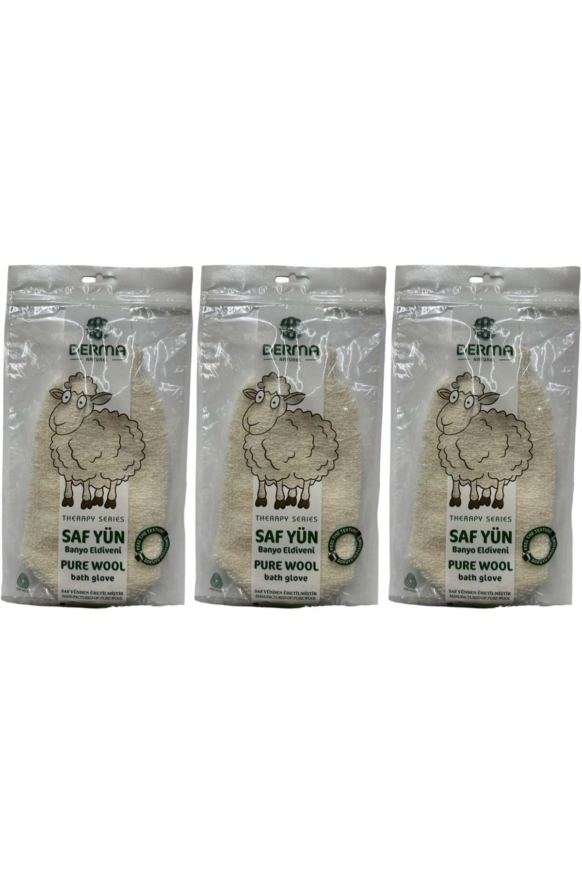 Derma Naturel Therapy Saf Yün Banyo Eldiveni T-485 (3 Lü Set)