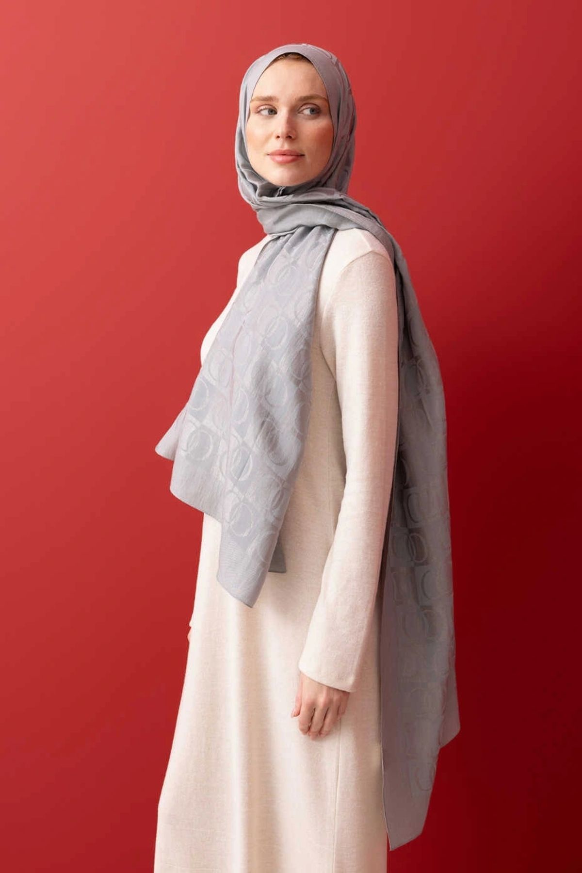 Imannoor Dama Desen Gri Naia Pamuk Şal : 241-3001-211