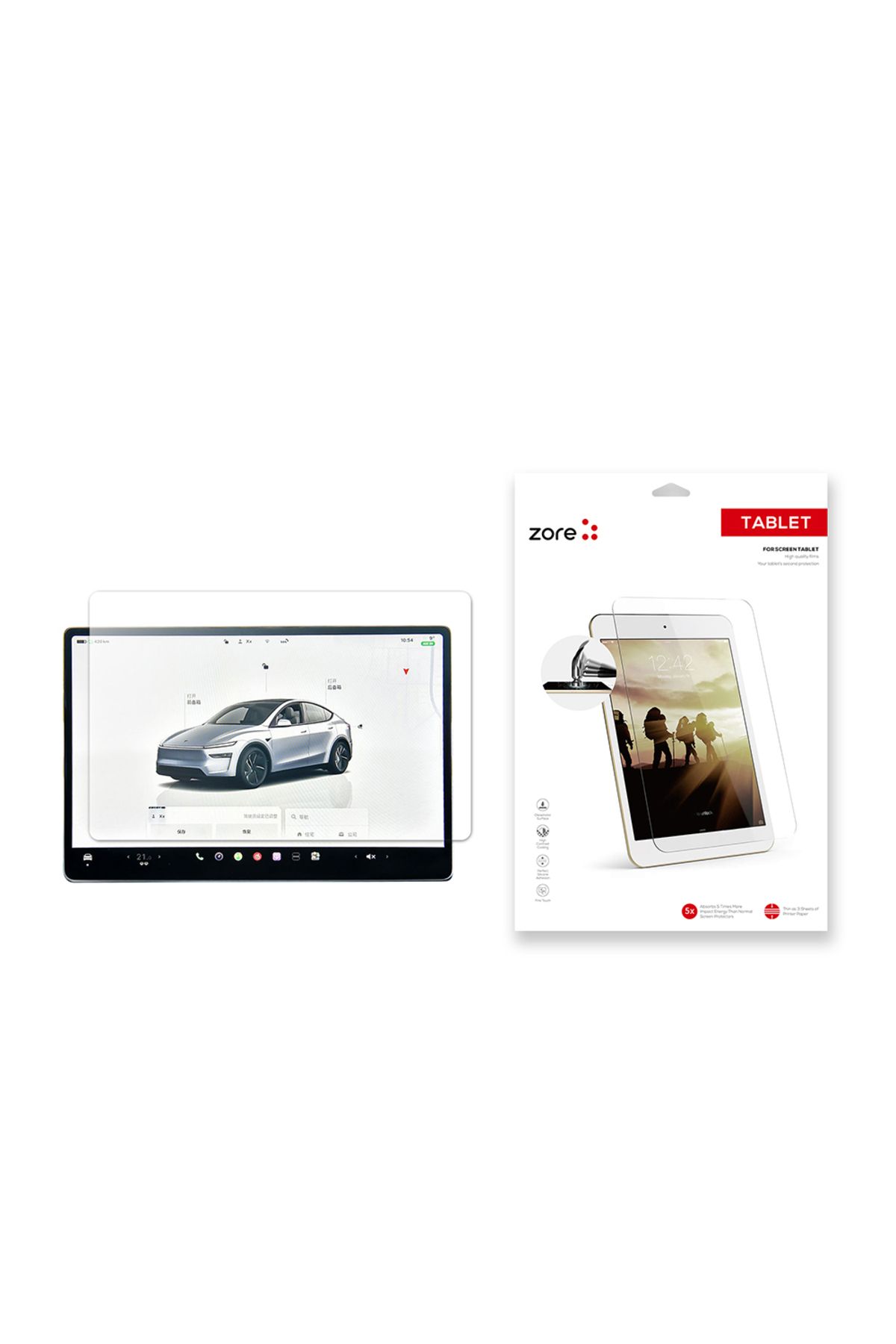 zore Tesla Model Y juniper Zore Yeni Seri 2in1 Nano Araç Multimedya Ekran Koruyucu