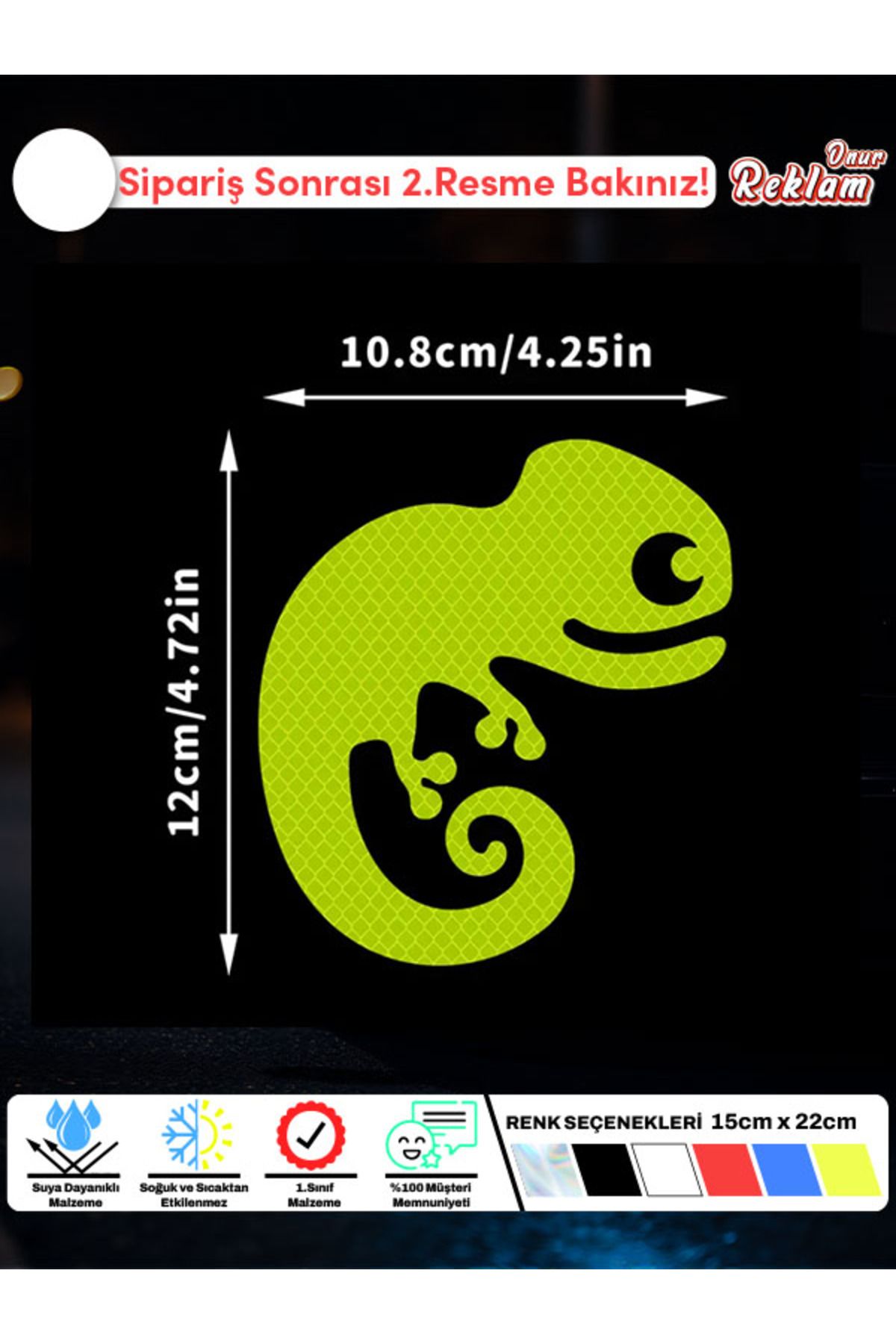 Onur Reklam Bukalemun Araba Sticker –12x10.8 cm