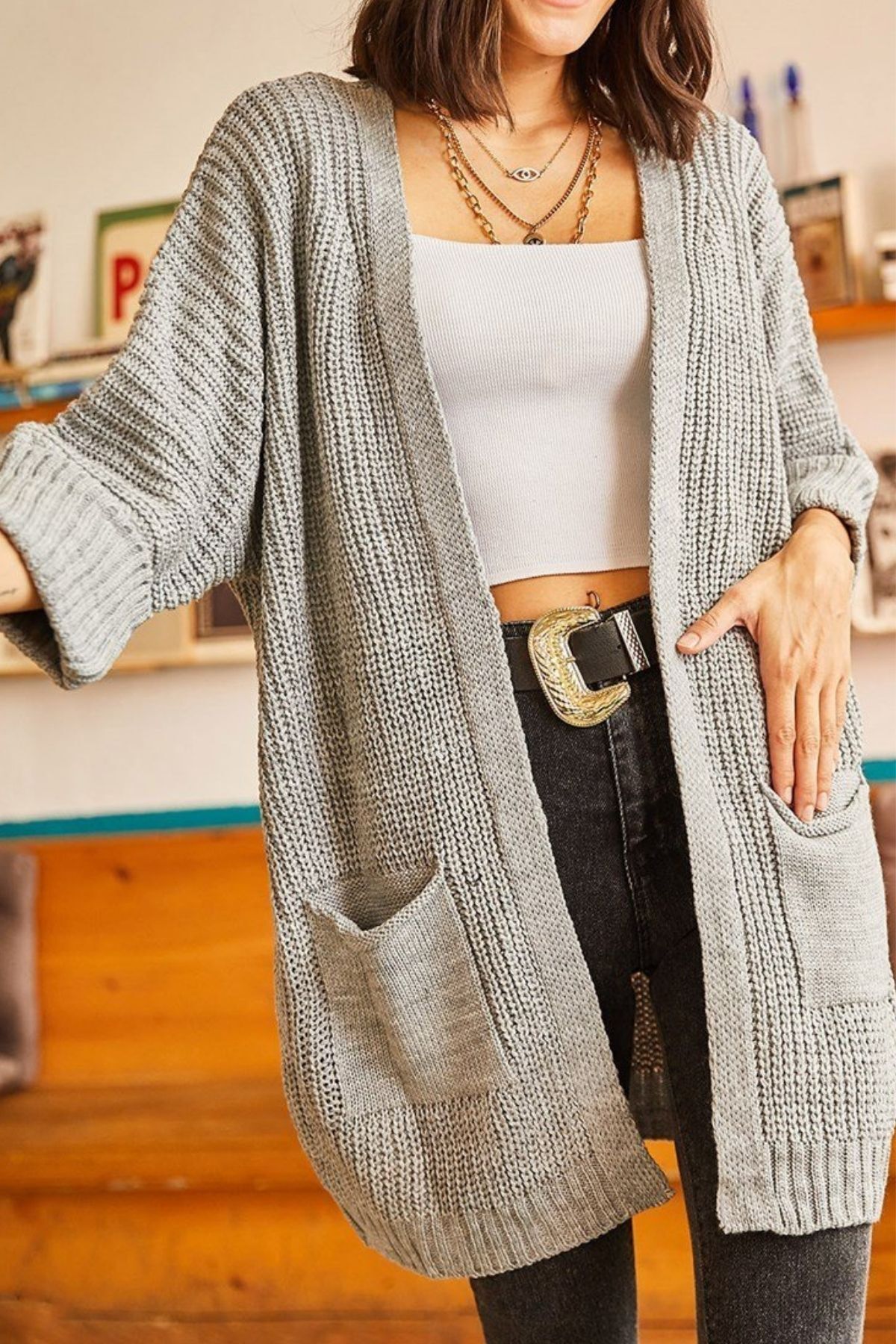 Marvine Kadın Oversize Model Triko Hırka