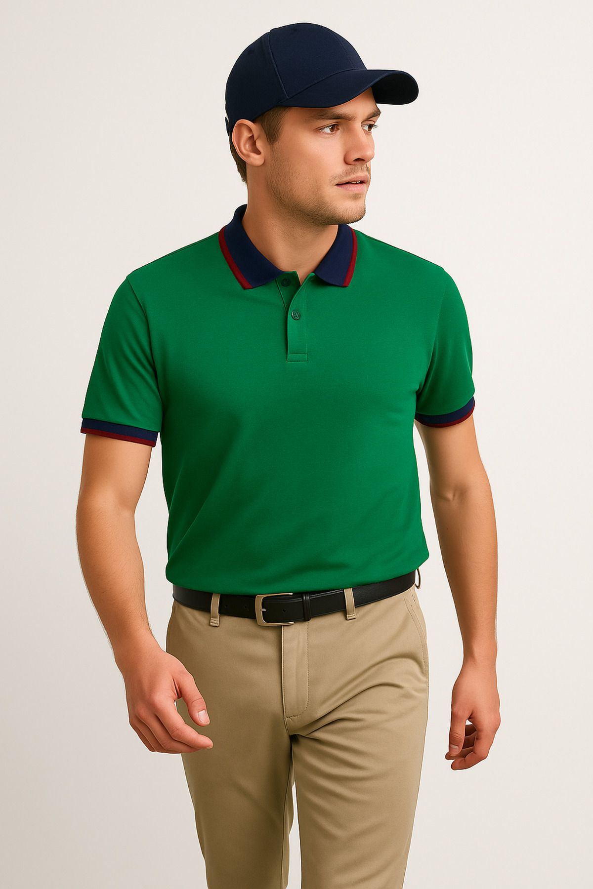 LACİVERTMEN Lacivertmen 2988-1 Yaka Ve Manşet Detaylı Pamuklu Polo Yaka Regular Fit T shirt