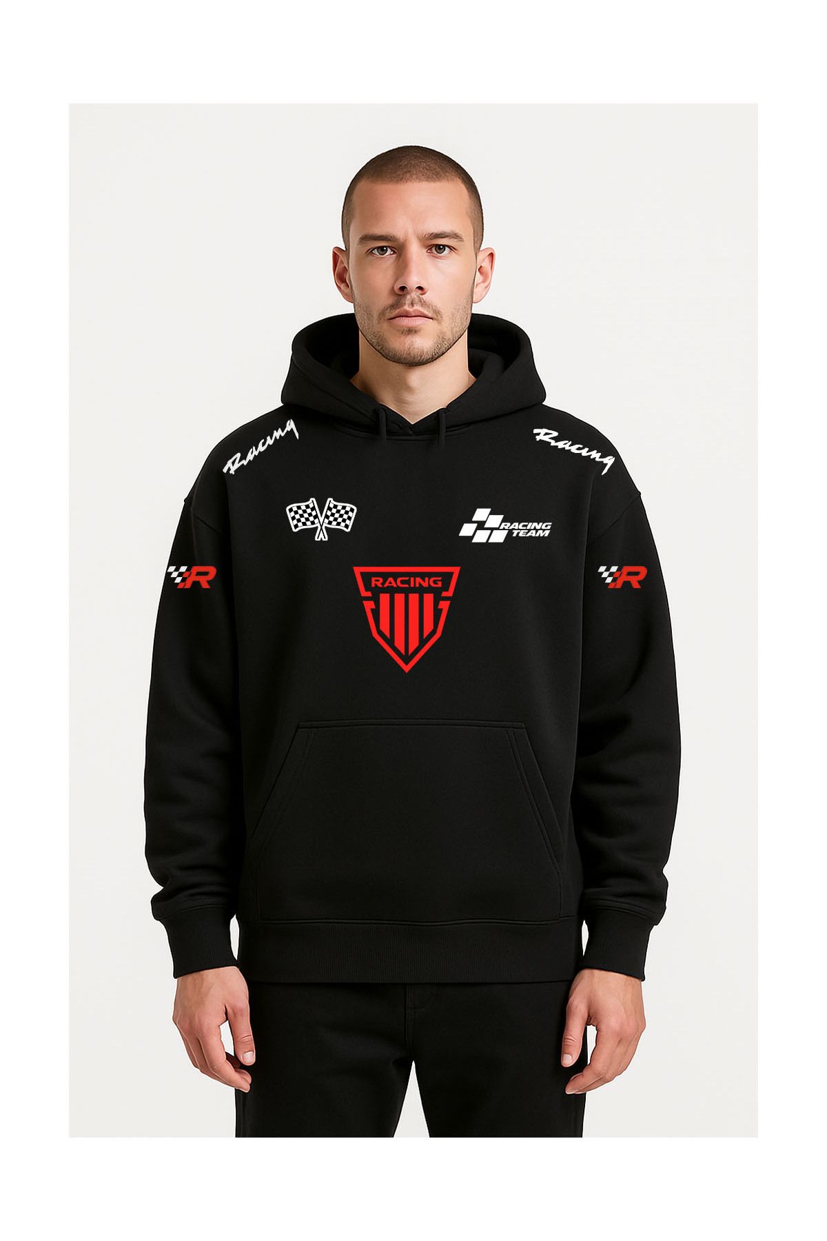 Advantage Kod Racıng Racıng Baskılı Oversize Unisex Kapşonlu Sweatshirt Hoodie