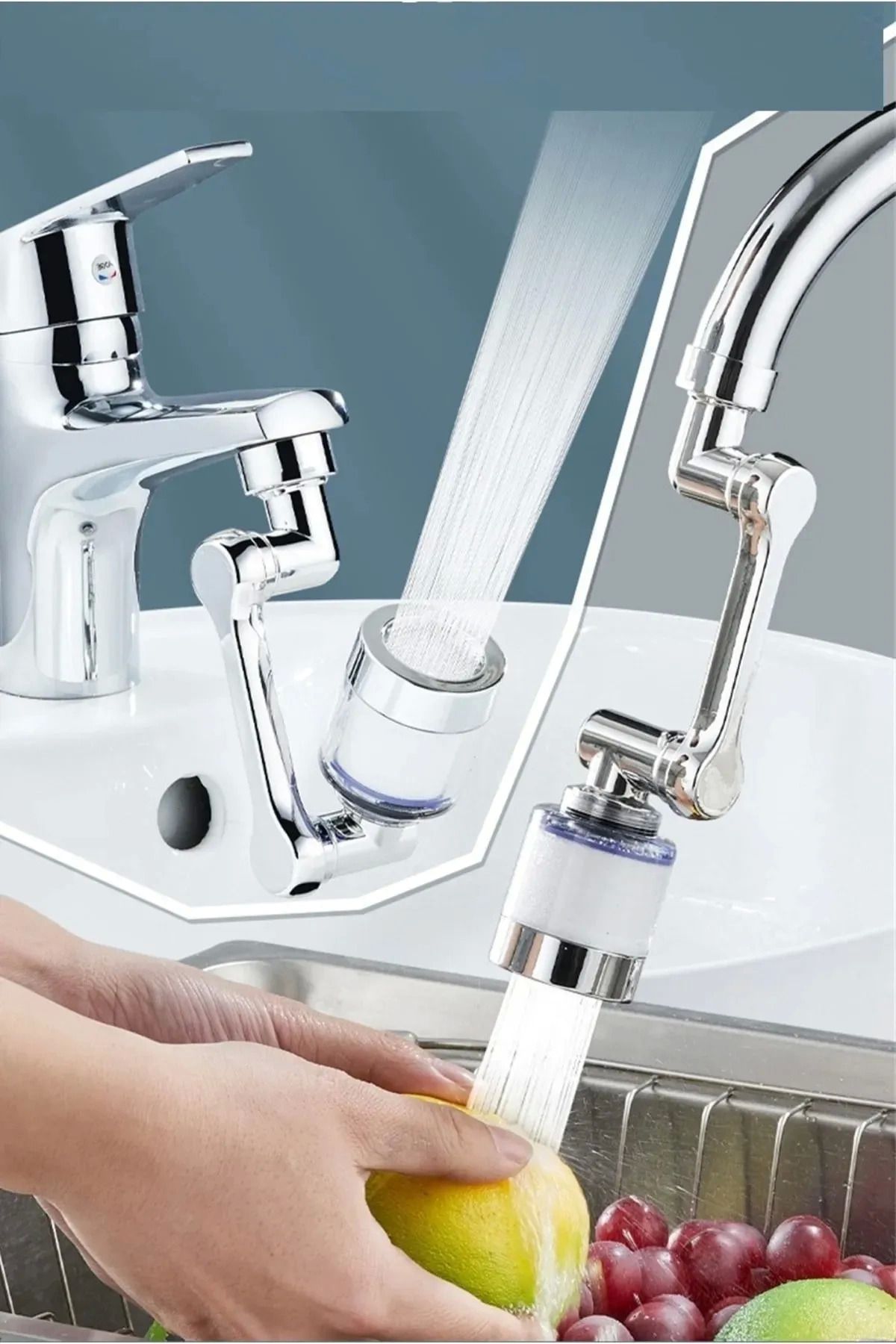 Modafiks 1080 ° Derece Dönebilen Filtreli Lavabo Musluk Başlığı