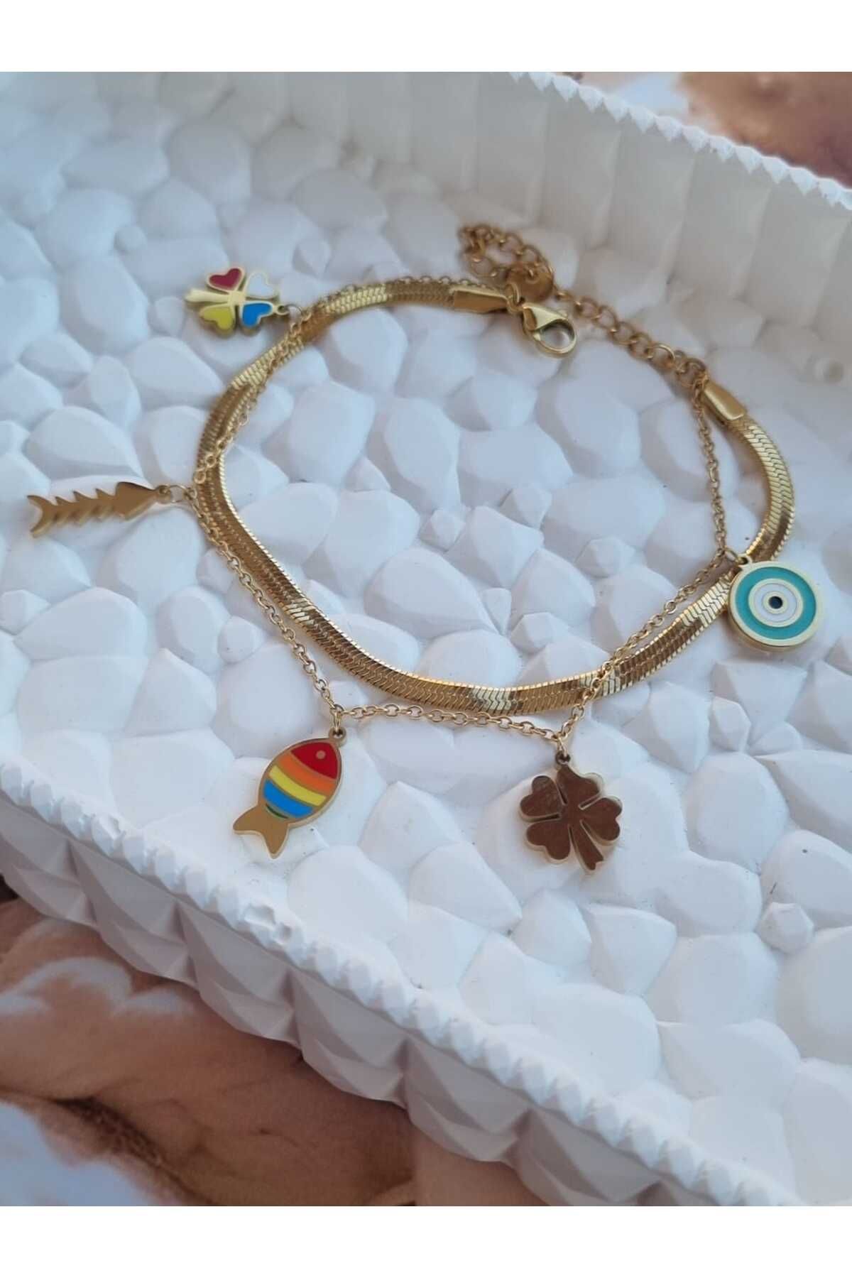 BRONZSTEEL Balıklı renkli bileklik