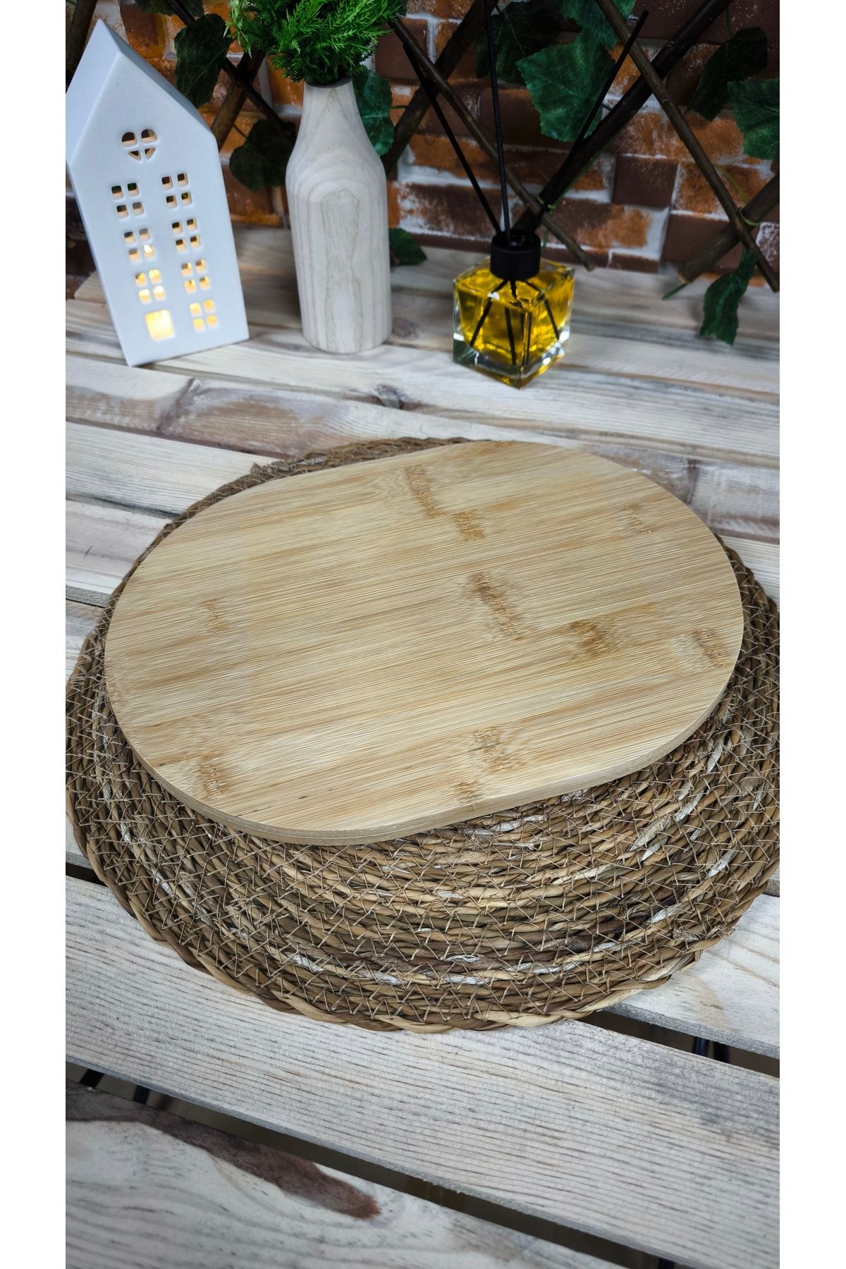 SOSYETE HOME41 BAMBU AYAKLI SUNUMLUK VE STAND OVAL 22CM* 30CM