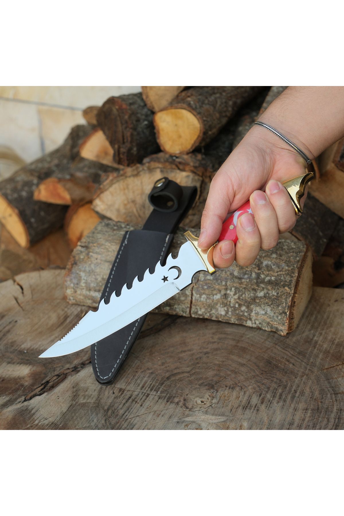 kösemehmet Av Bıçağı 35 Cm - Mika Sap - Ay Yıldız Desen