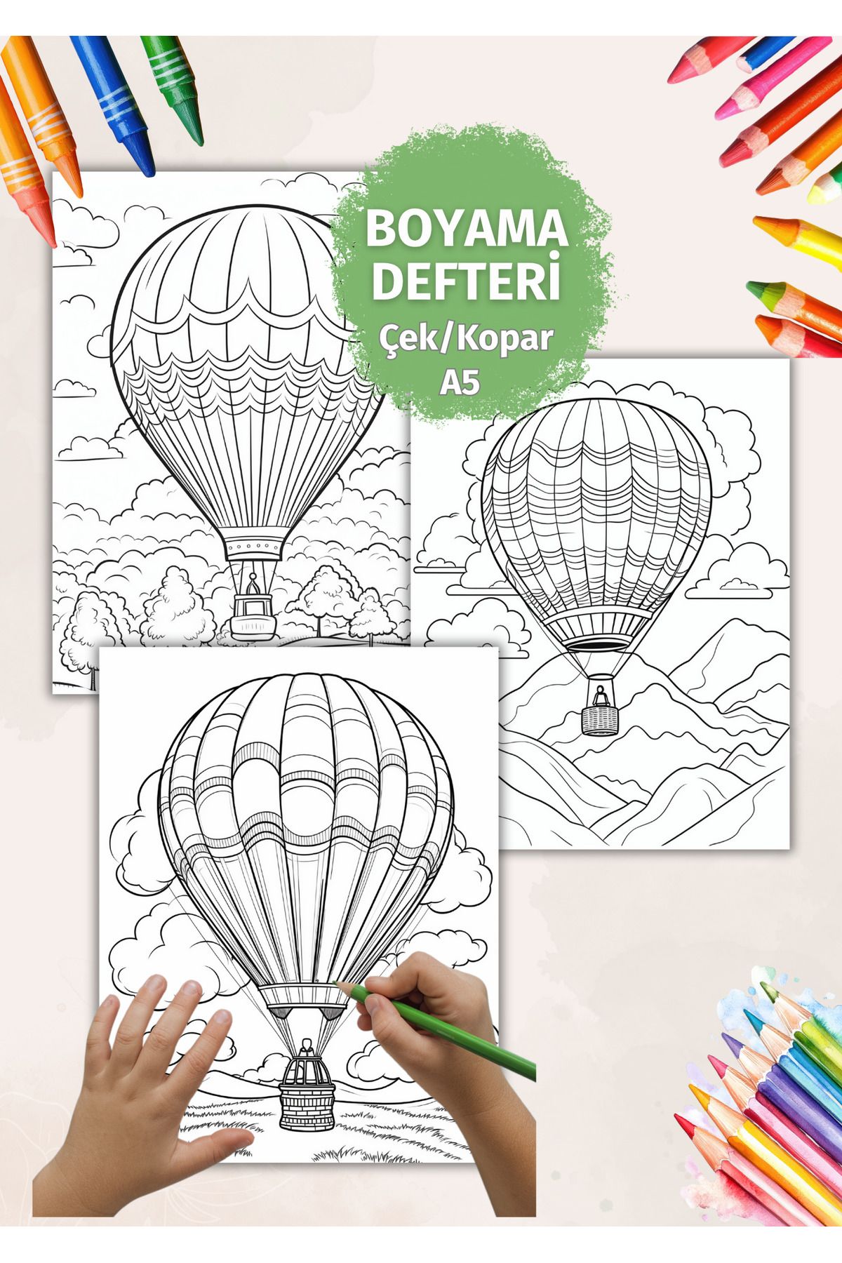 VORACRAFT Uçan Balon Yetişkin Çek/Kopar Boyama Kitabı Set BY0004
