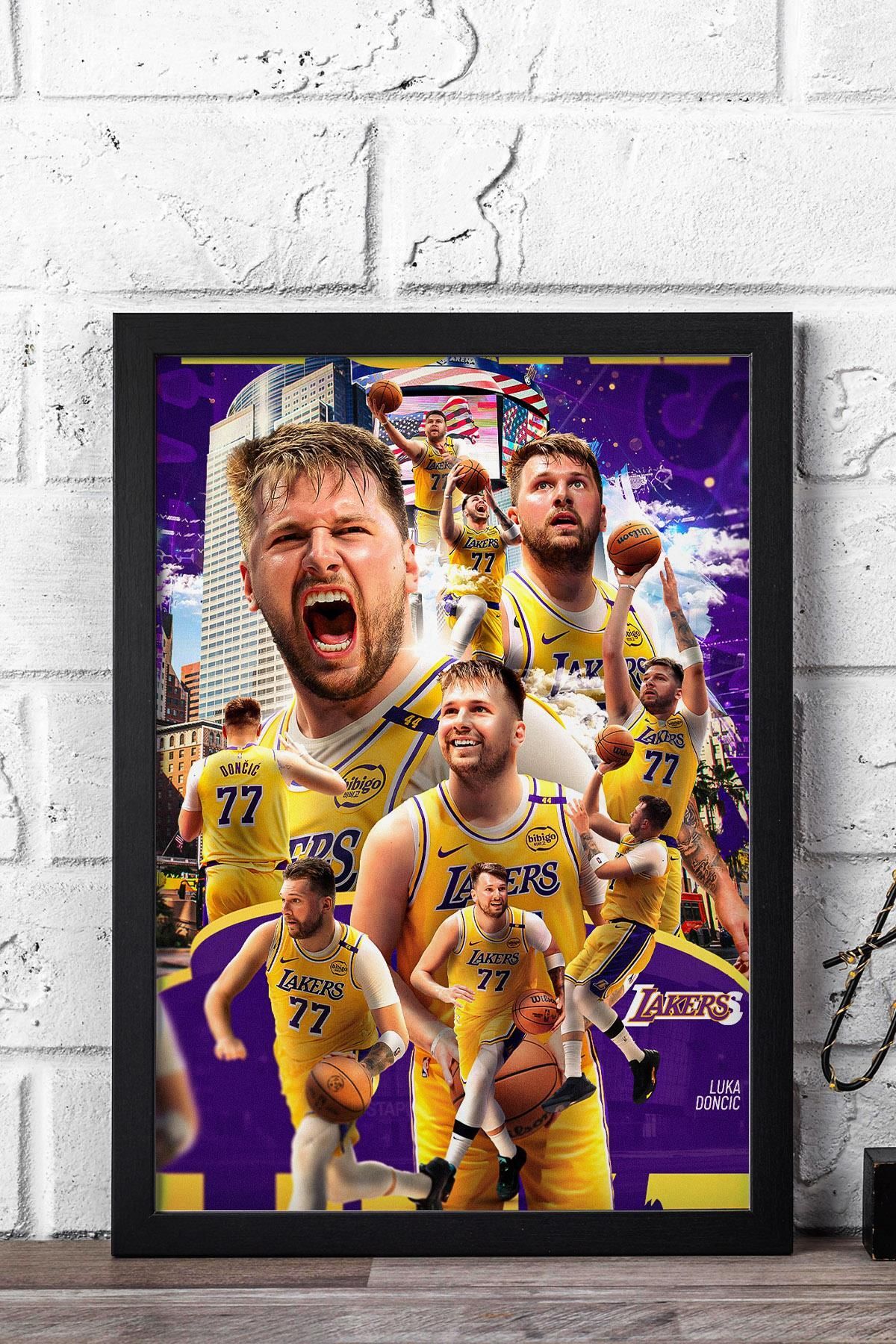 Saturn Luka Doncic Çerçeveli Tablo - Los Angeles Lakers NBA Posteri Tablo