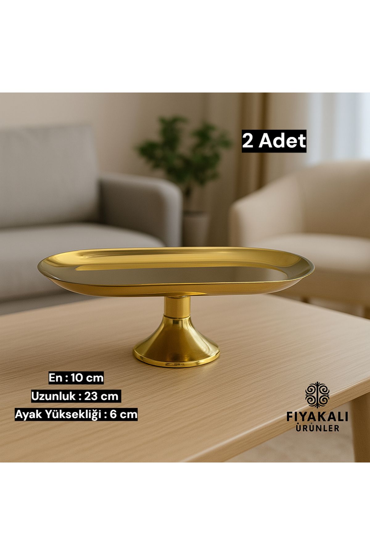 Fiyakalı Ürünler Atölyesi 10x23 cm Ayaklı Kayık GOLD Sunumluk,Çerezlik,Kahvaltı Tabağı,Sunum tabağı,Kozmetik,Takı Tabağı