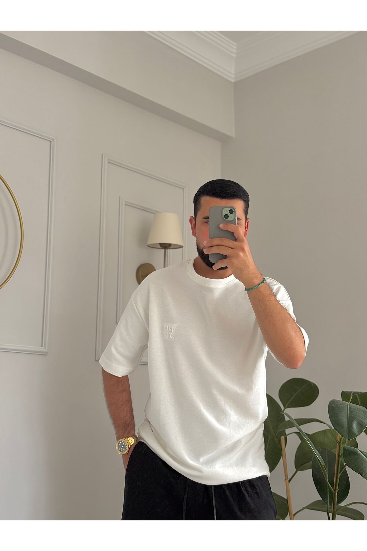 ONUR ERBİL MODA “Erkek Oversize basic Ekru Tişört”