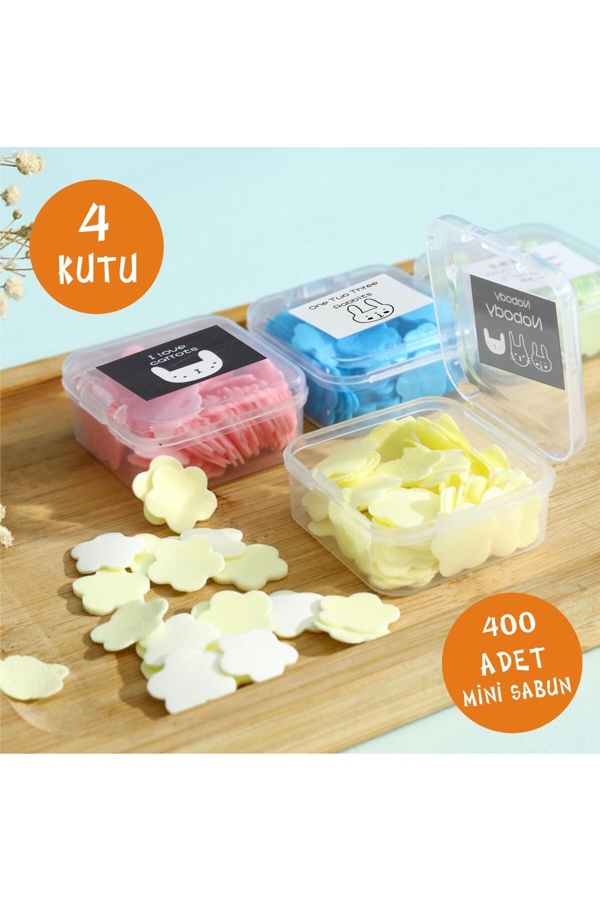 ERA SABUN 4'lü paket 400'lü Mini Parfümlü Elde Eriyen Kağıt Sabun Öğrenci Okul Seyahat kamp Piknik El Sabunu