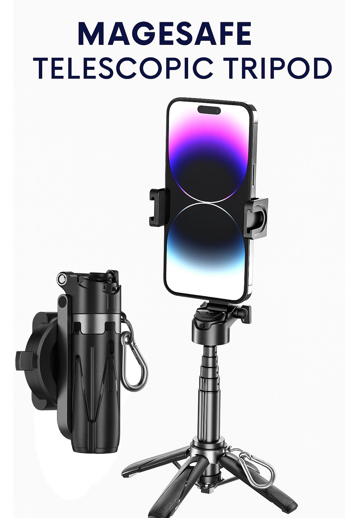 TECHNOMEN Magsafe Uyumlu Profesyonel Tripod 360 Döner Başlık Hafif Taşınabilir Vlog Seyahat Canlı Yayın Selfie