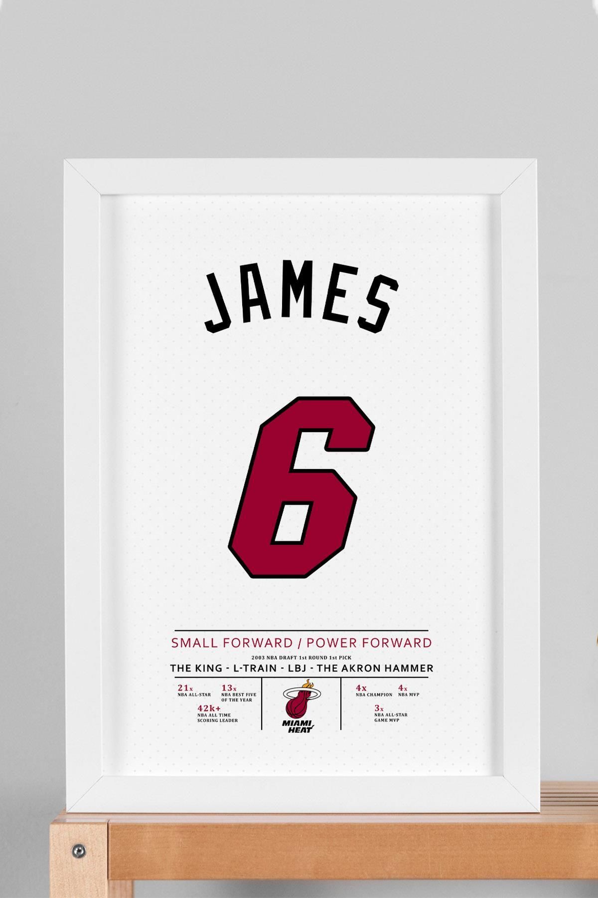 Saturn LeBron James Forma Çerçeveli Tablo - NBA Miami Heat Jersey