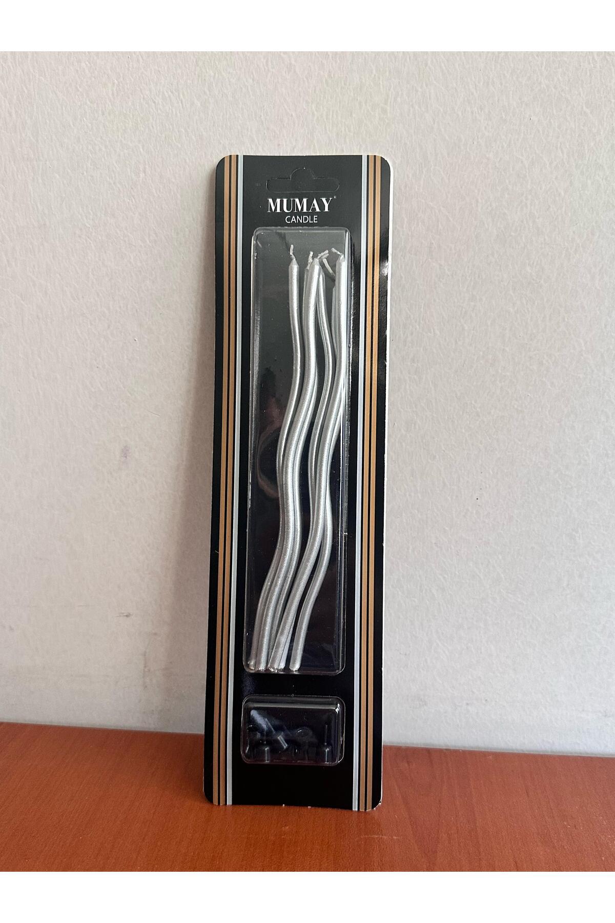 Cadde Süs Kıvrık Mum Gümüş 15CM Pasta Mumu Spiral Kıvrık Mum