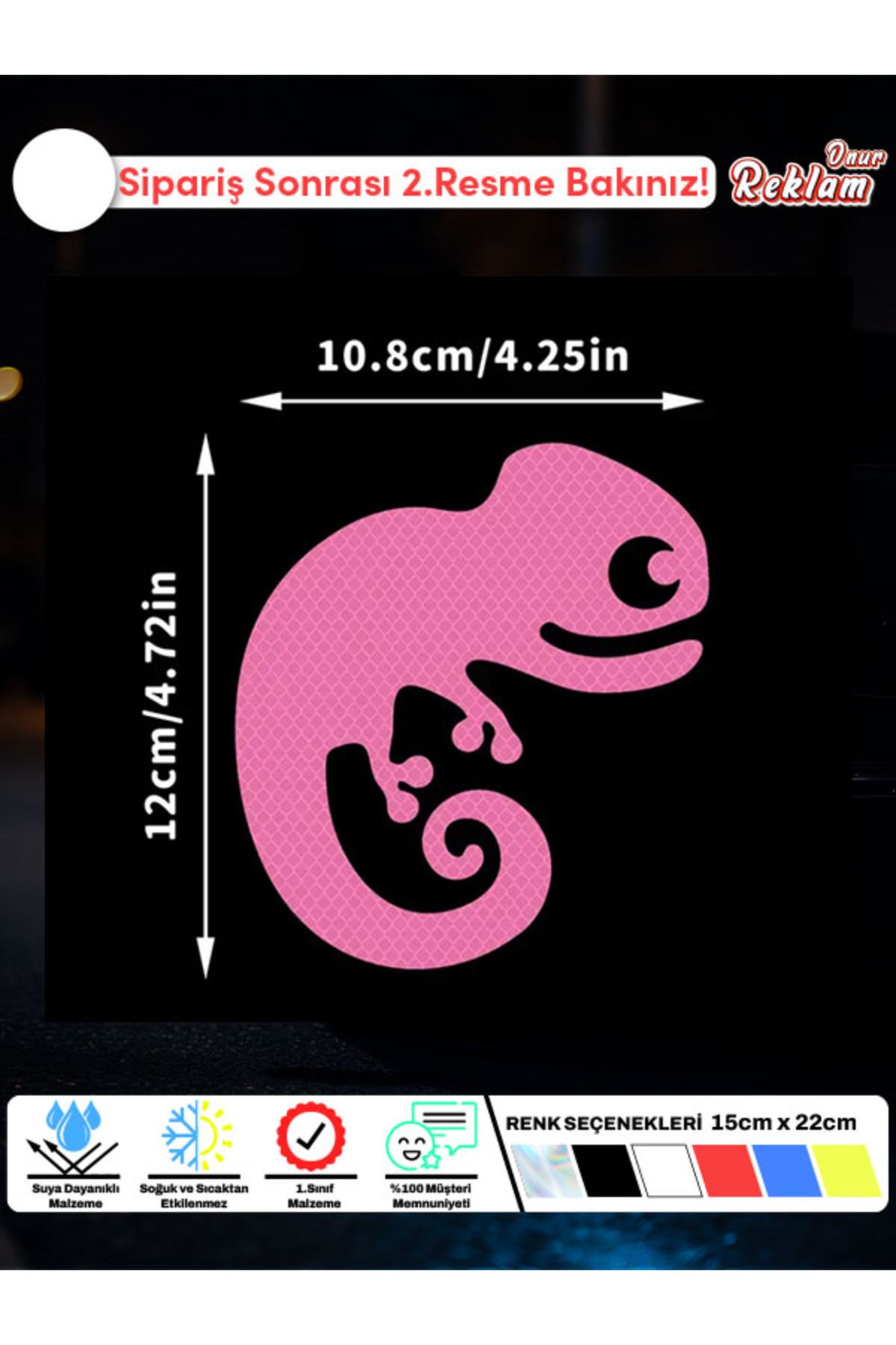 Onur Reklam Bukalemun Araba Sticker –12x10.8 cm