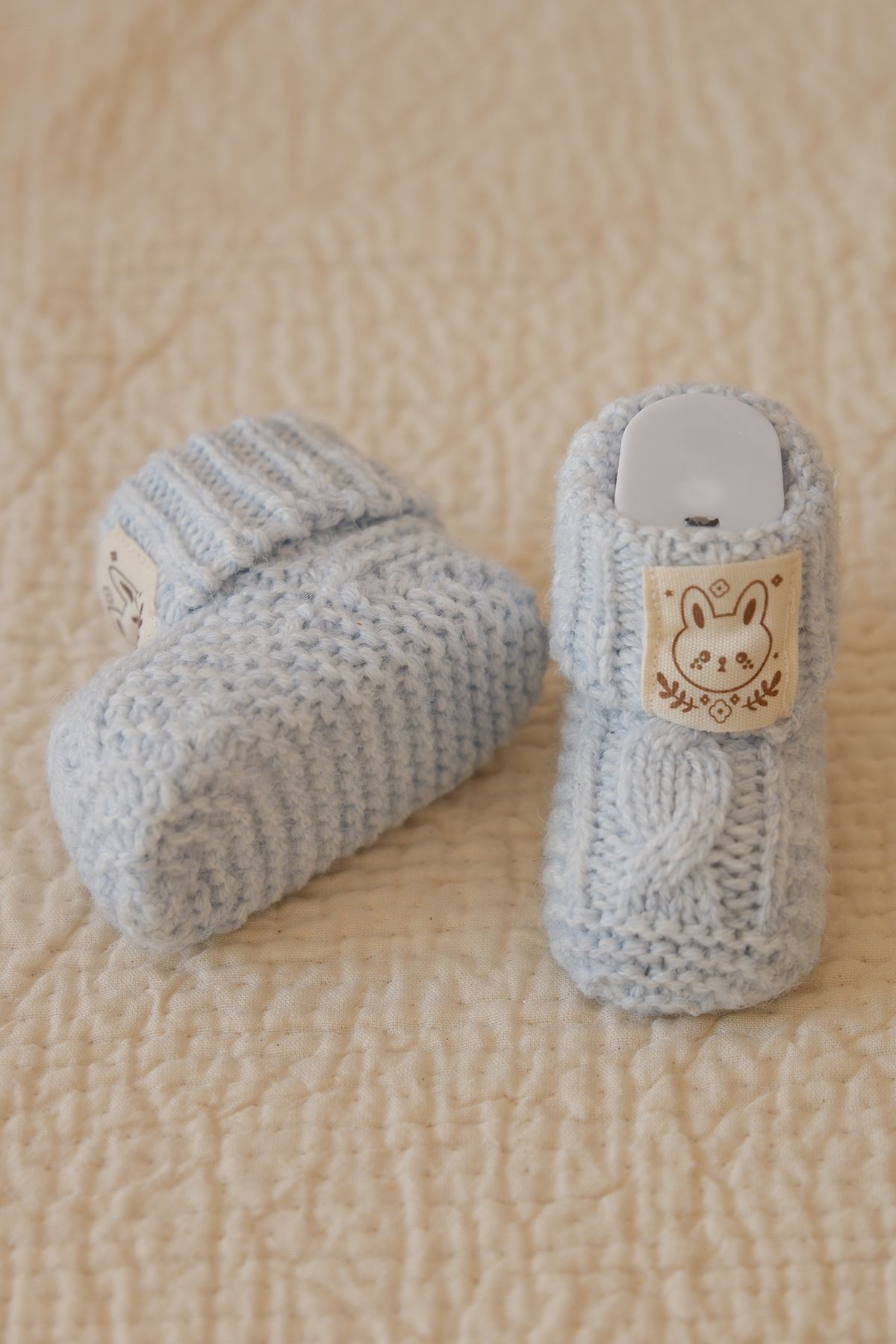 Nipperland Örgü Bebek Patik Anti Alerjik Bebek Çorap Patiği Bebe Mavi