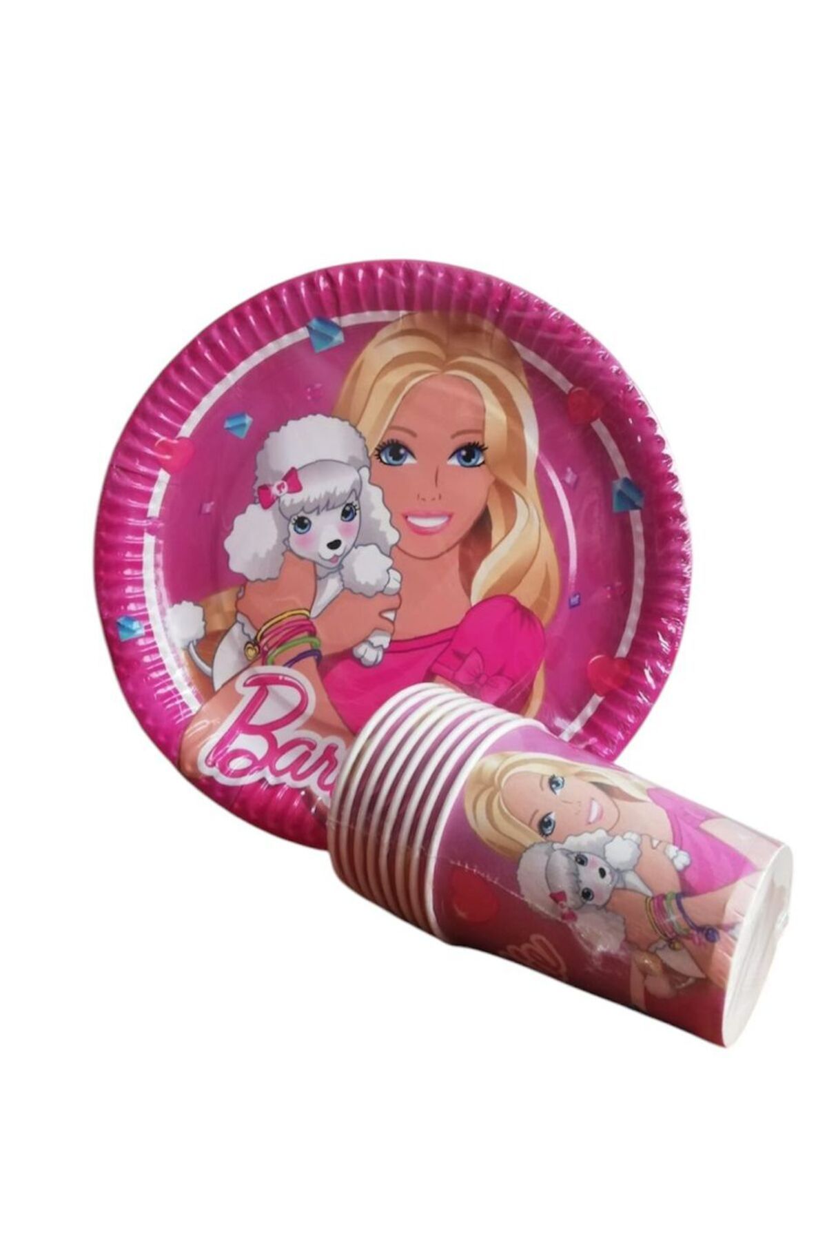 Cadde Süs Barbii Temalı Tabak Bardak 8'li set
