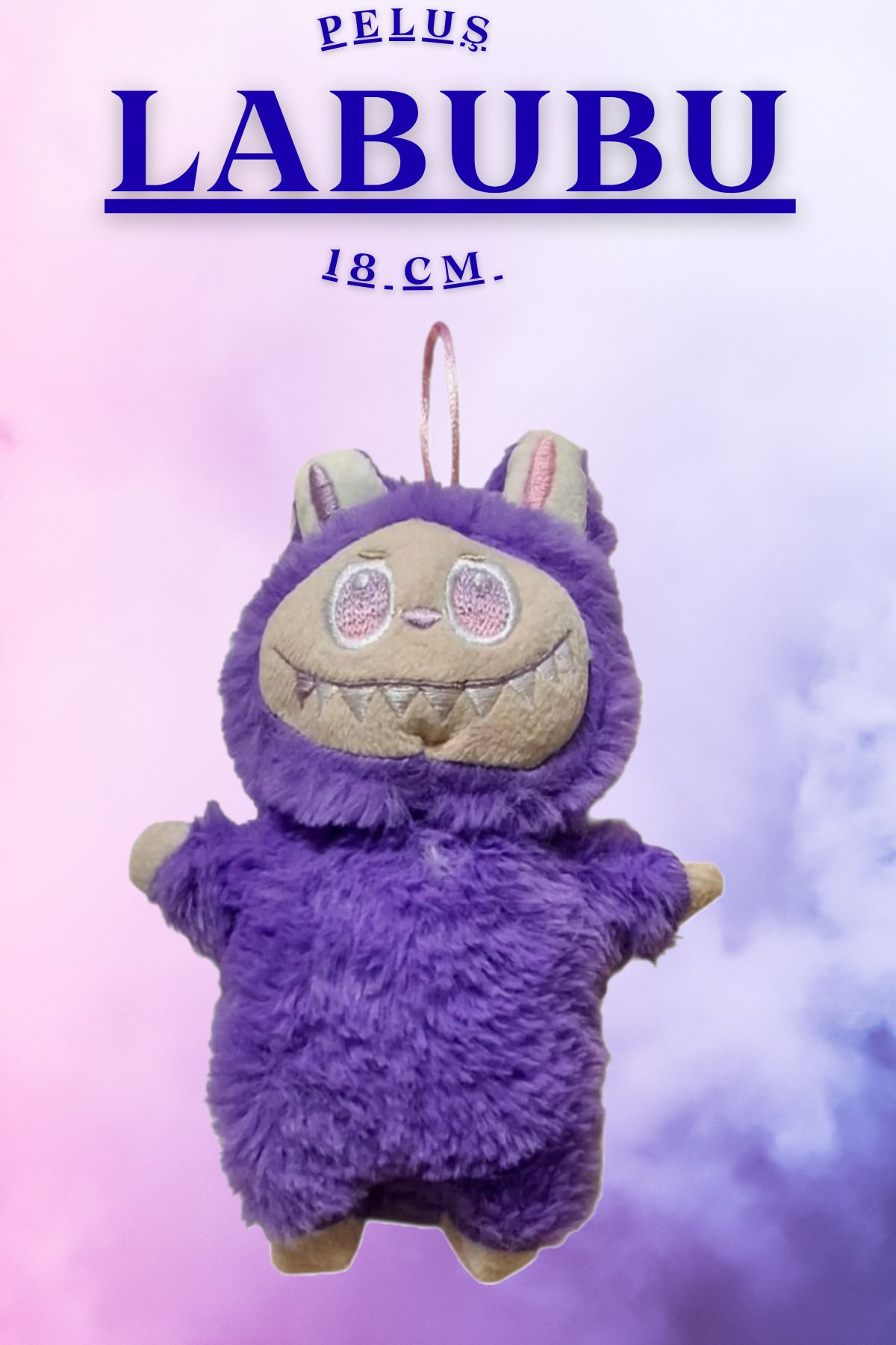 FO Labubu Oyuncak (Beyaz,Mavi,Mor,Pembe) Labubu Peluş Bebek 18 CM 1 Adet