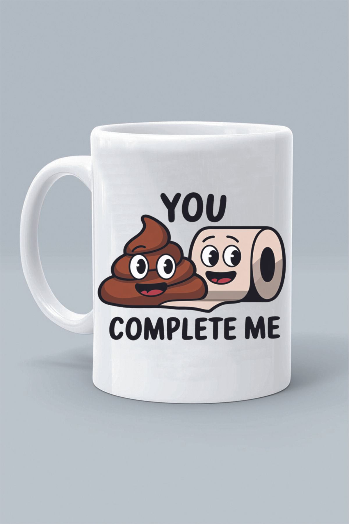 Olympus plus YOU COMPLETE ME BFF BENİ TAMAMLADIN KAKA PEÇETE BEST FRİENDS Baskılı Beyaz Klasik Kupa Bardak