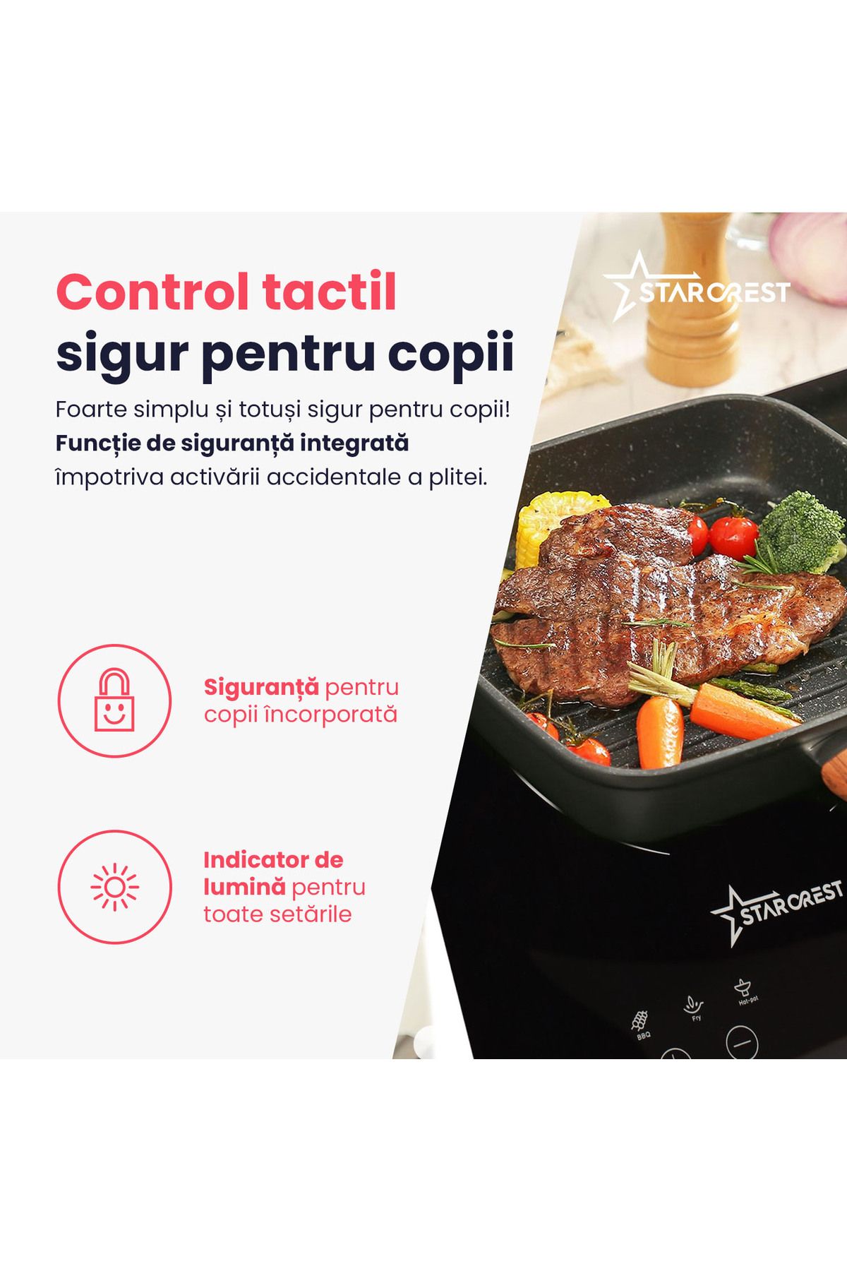 STARCREST-Induction Hob STARCREST SIH-T2000, 2000 W, Touch Control, 6 Cooking Functions, Ultra Slim Design 6