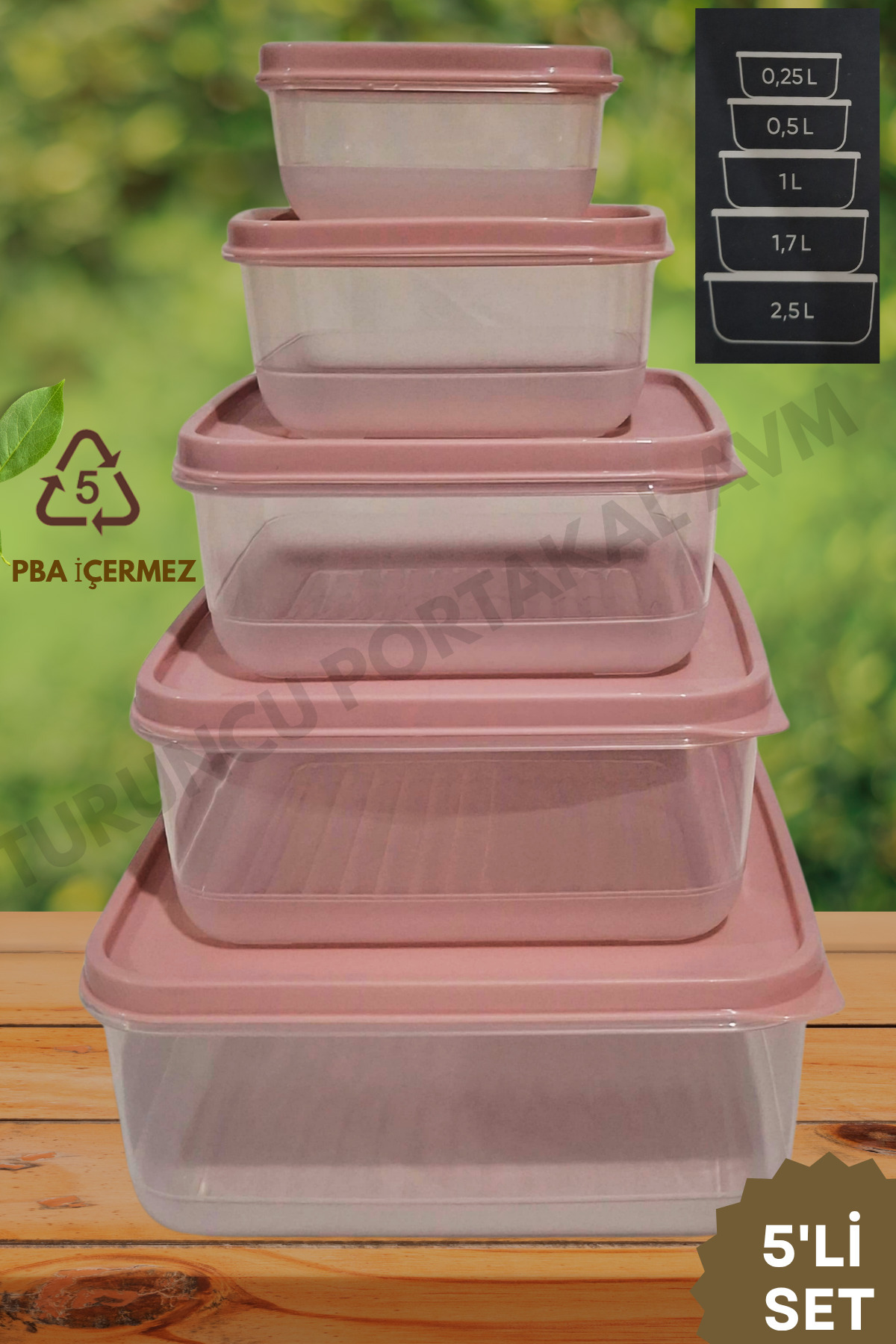 Kapaklı Saklama Kabı ( 5' Li Set ) Mutfak Düzenleyici Kare Organizer — görsel 3