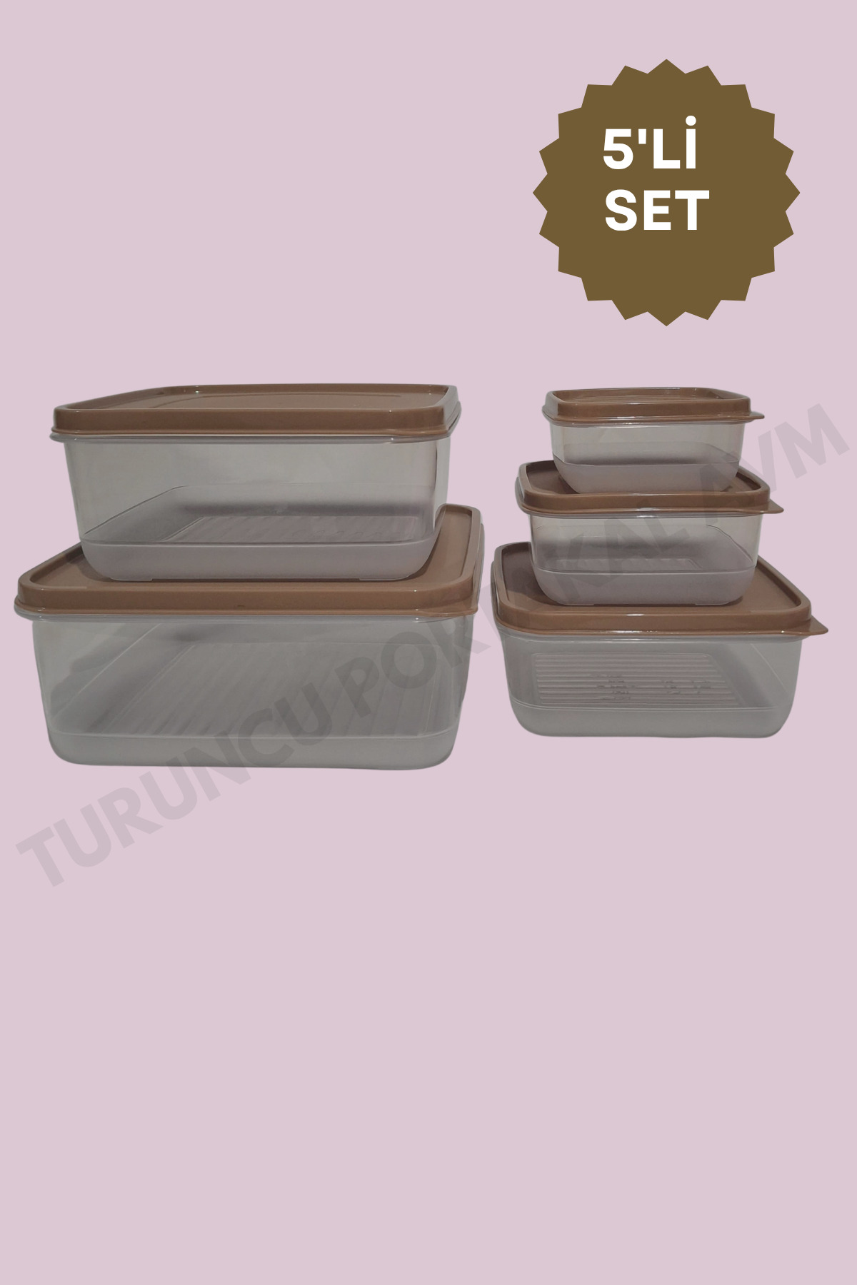 Kapaklı Saklama Kabı ( 5' Li Set ) Mutfak Düzenleyici Kare Organizer — görsel 3