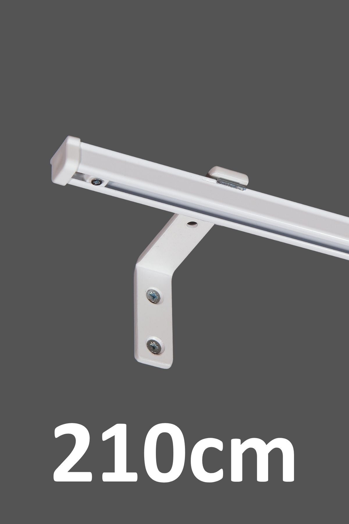 İzen Beyaz 210cm Tekli Metal Rustik (90mm) Metal L Duvar Montaj Ayaklı (19mm) Alüminyum Perde Ray Takımı