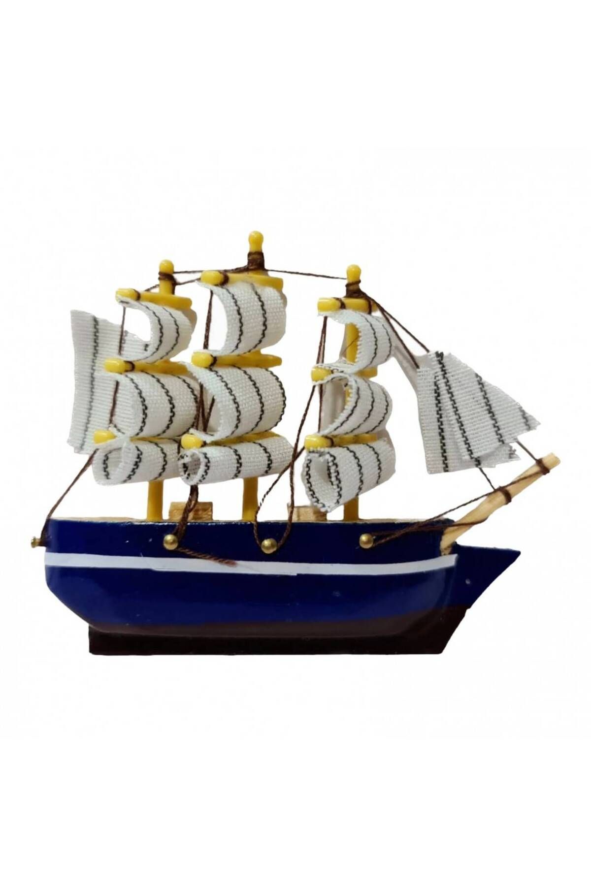 OEM-Ornament decorativ magnetic pentru frigider, corabie din lemn, cadou botez, albastru-maro 4