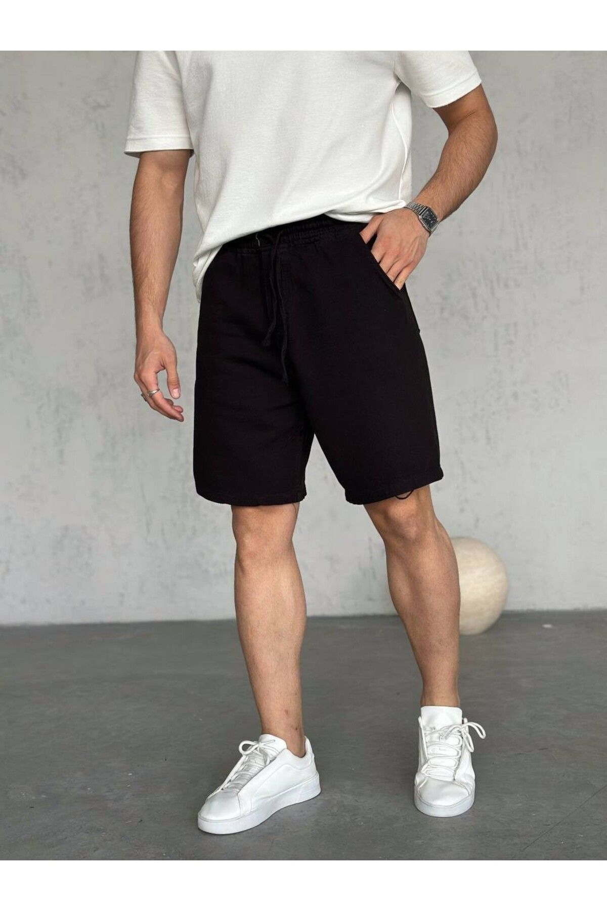 OHEPMODA Yıkamalı Erkek Gabardin Bermuda Şort