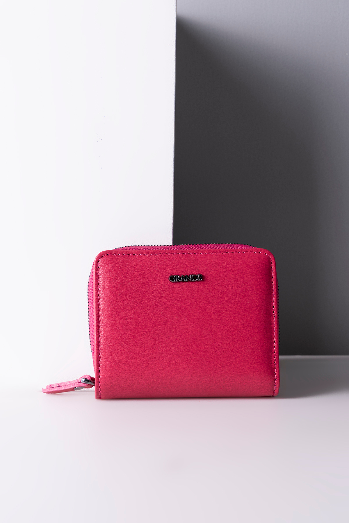 2822 Genuine Leather Women's Wallet with Horizontal Snap Fastener Arsel Fuchsia