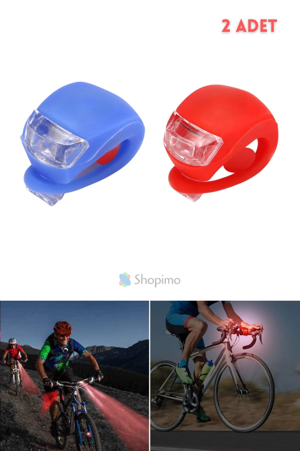 Shopimo 2 Adet Çok Yönlü 3 Fonksiyonlu Pratik Bisiklet Motosiklet Scooter Işığı Led Işık Fener Flaşör Seti