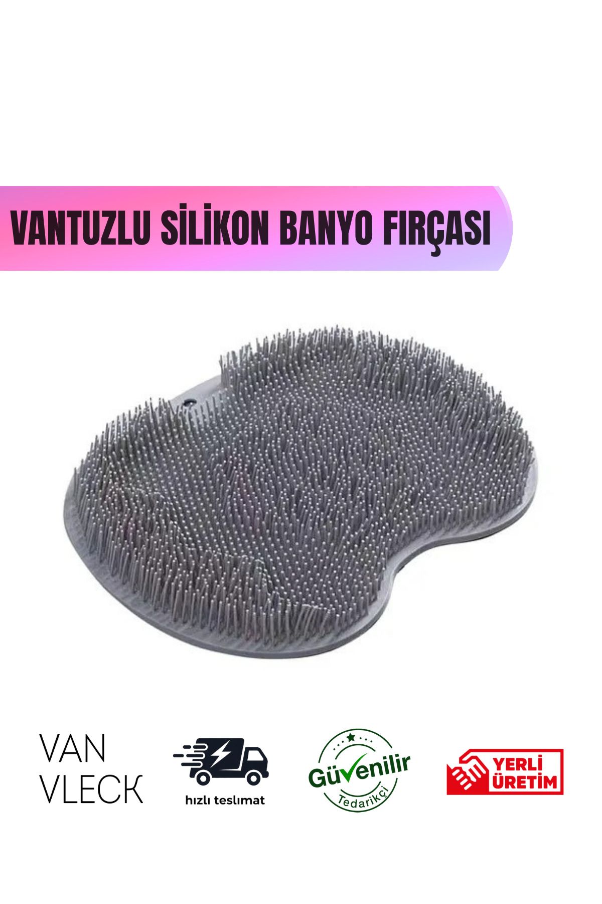 VAN VLECK Vantuzlu Silikon Banyo Fırçası – Ayak Masaj Pedi, Sırt Kesesi, Duş Lifi, Vücut Temizleme Aparatı