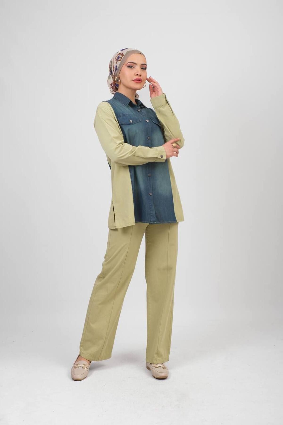 SETA FASHION Denim detaylı ikili takım Mevsimlik kumaş