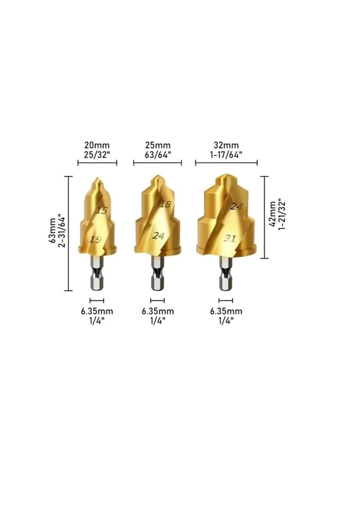 Emka Freed tools Plastik Boru Açma Pvc Pprc Boru Tamir Delme Genişletme Onarımı İçin 3lü Havşa Seti