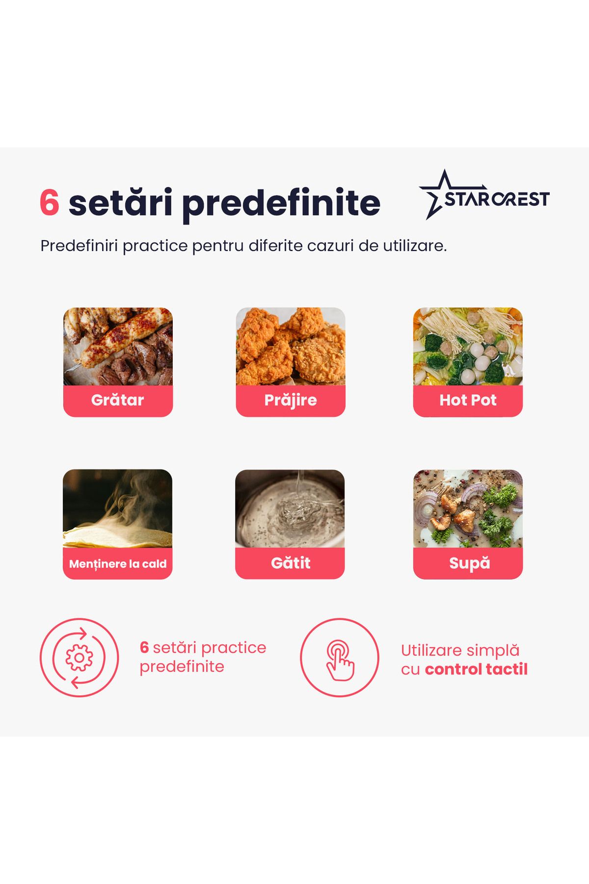 STARCREST-Induction Hob STARCREST SIH-T2000, 2000 W, Touch Control, 6 Cooking Functions, Ultra Slim Design 4