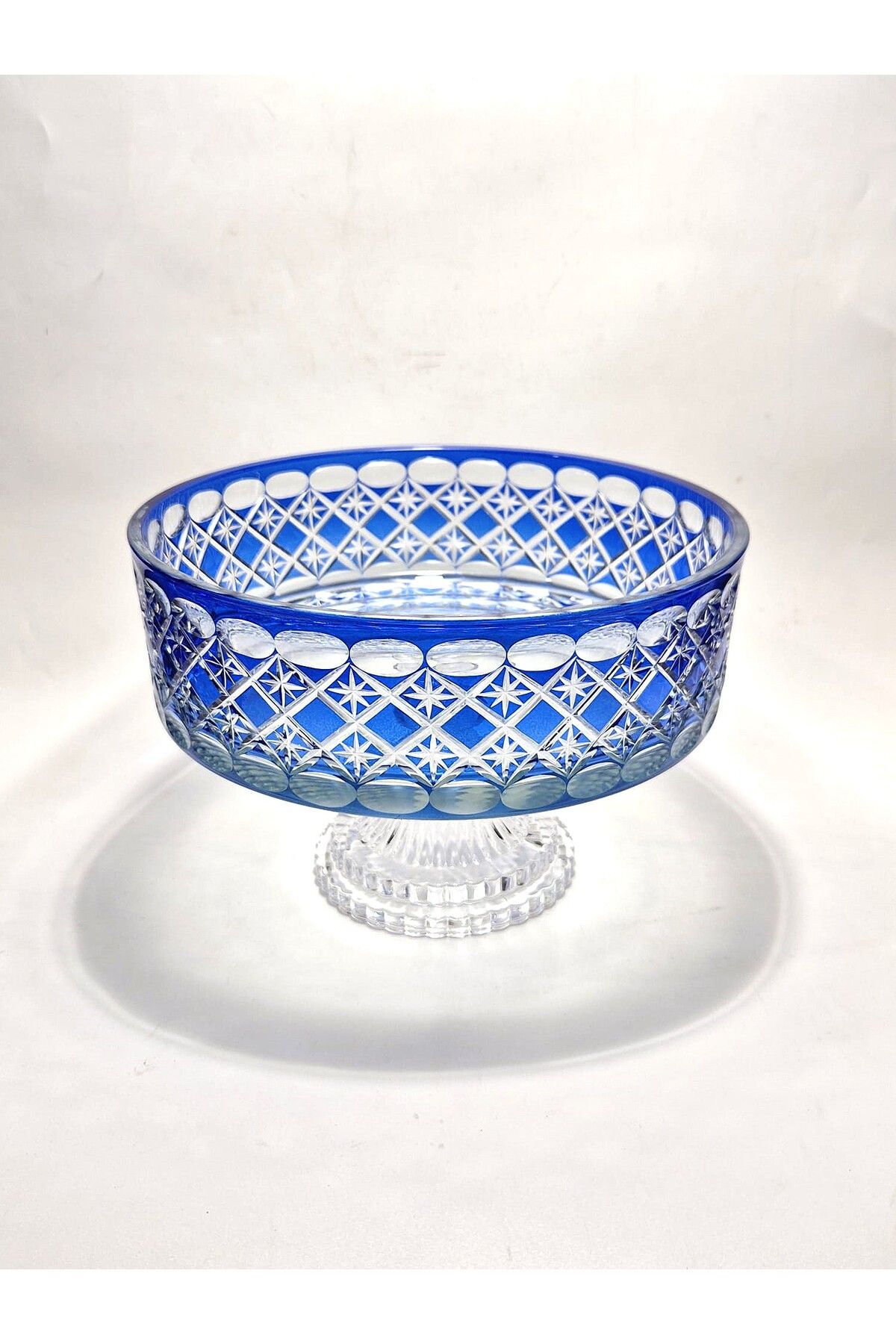 Akden Kristal KRİSTAL KESME DEKOR EKSRELLA 25 CM MAVİ CAM KASE