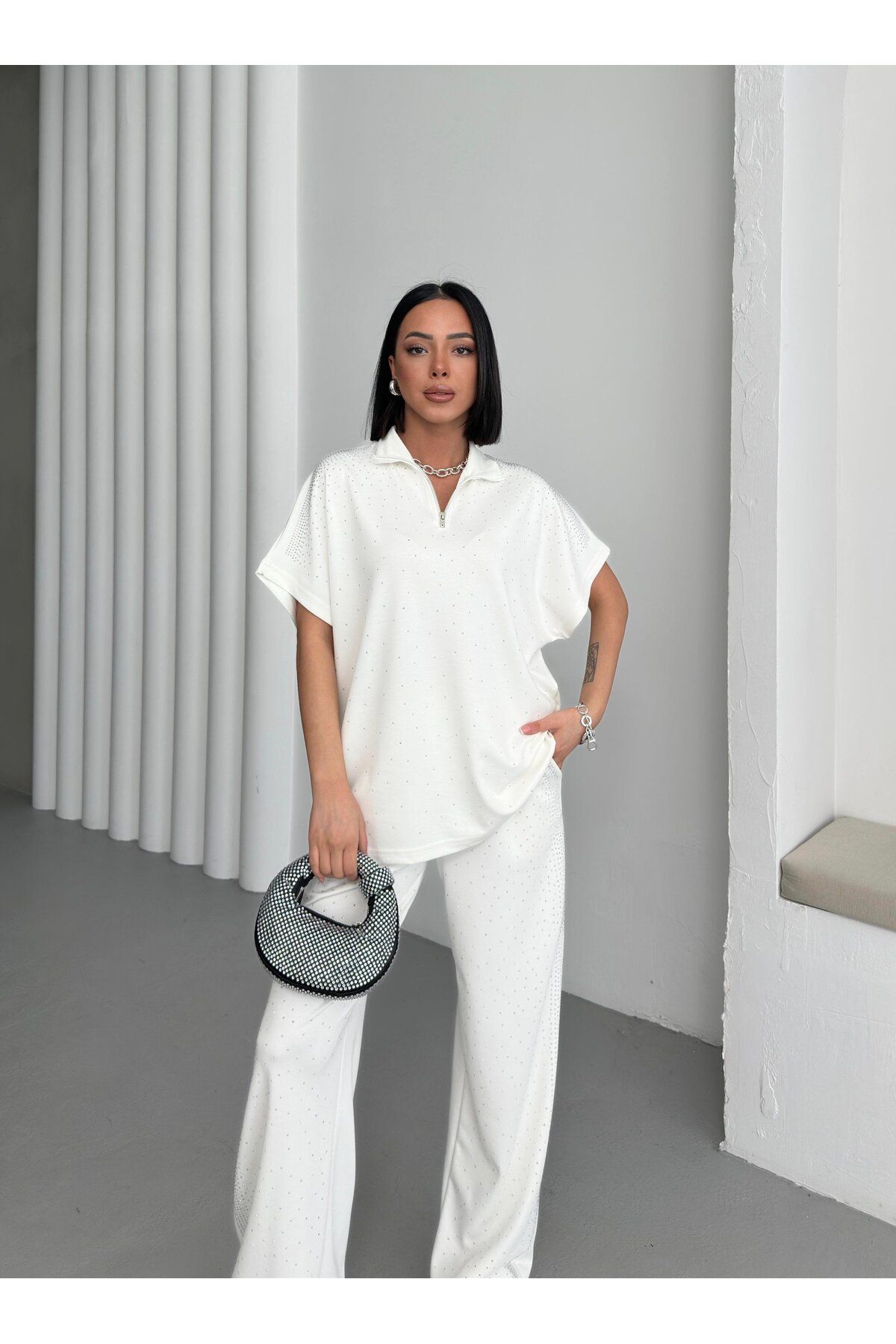 FATOŞ BUTİİK Fermuarlı Taşlı Takım