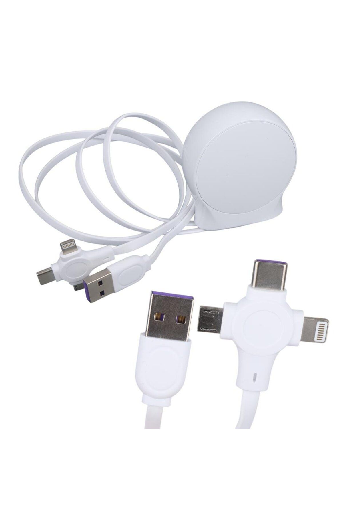 Powermaster PM-27143 1 Metre Makaralı 3In1 Şarj Kablosu (Lightning - TYPE-C - Micro USB)